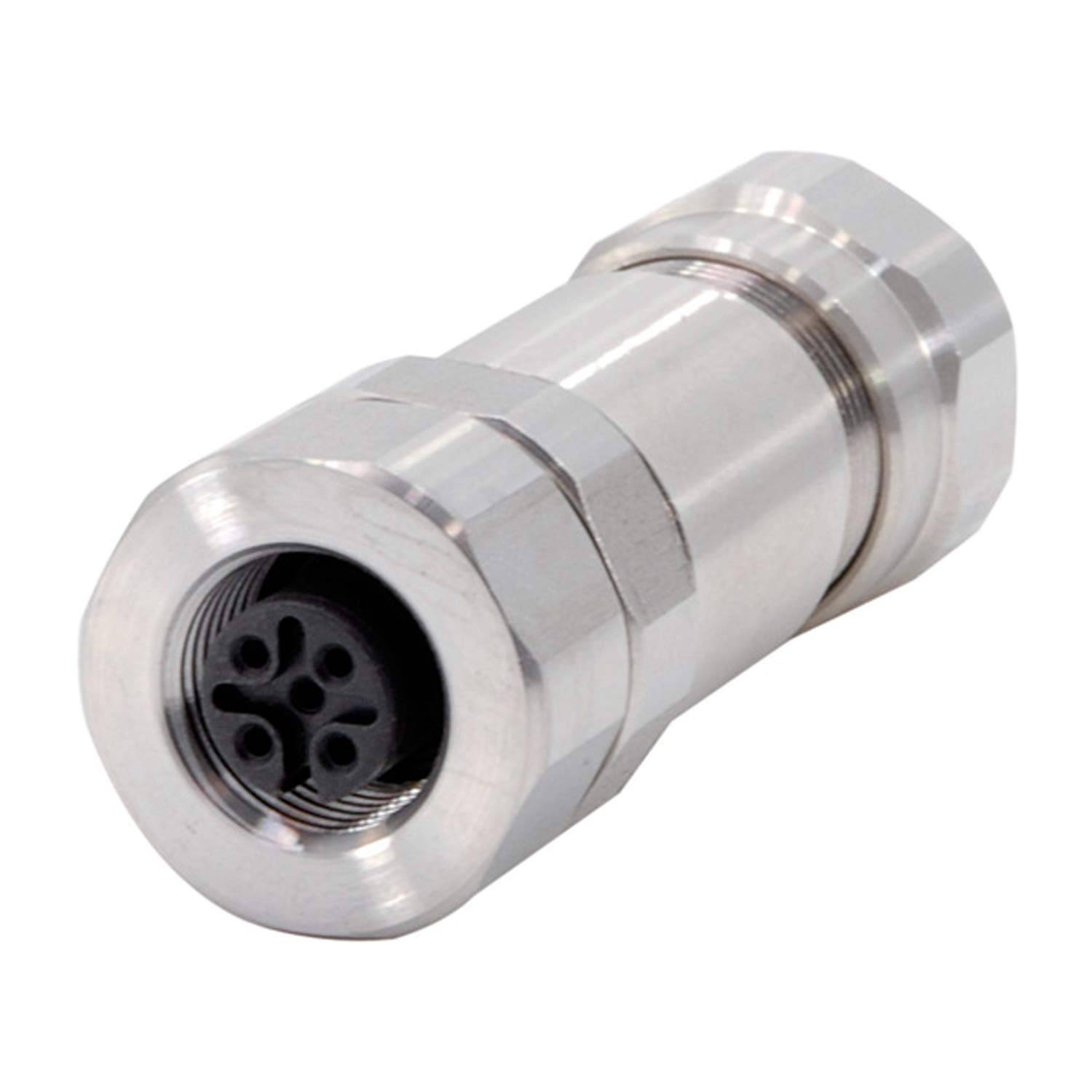 M12 Sensorsteckverbinder gerade Buchse Schraubanschluss, Polzahl 5-polig Kabelabgang gerade, Klemmbereich 6,0mm - 8,0mm