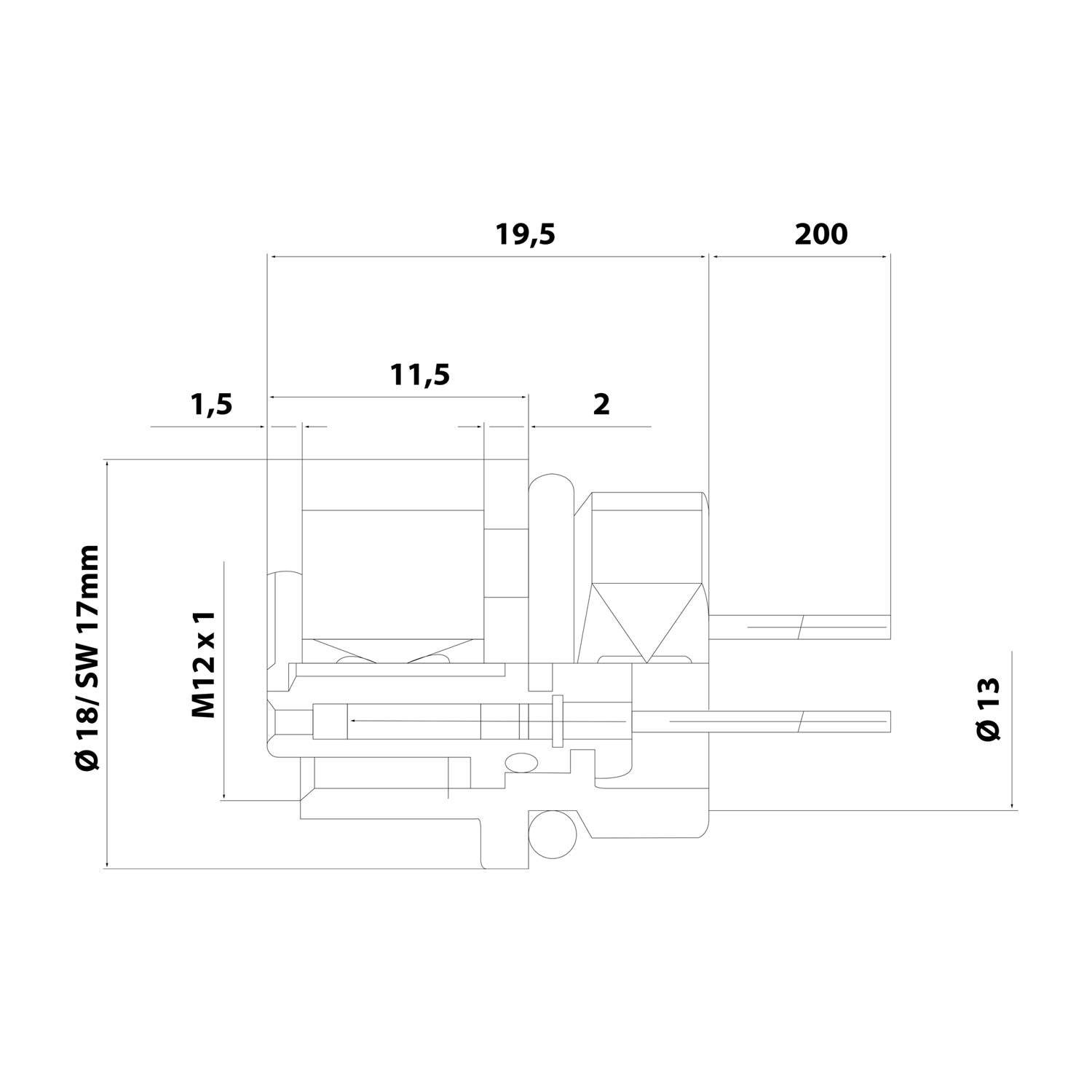 M12 Gerätesteckverbinder gerade Buchse Polzahl 5-polig Vorderwand, Litzen 0,25mm² AWG24, Länge 200,0mm - 1 Stück