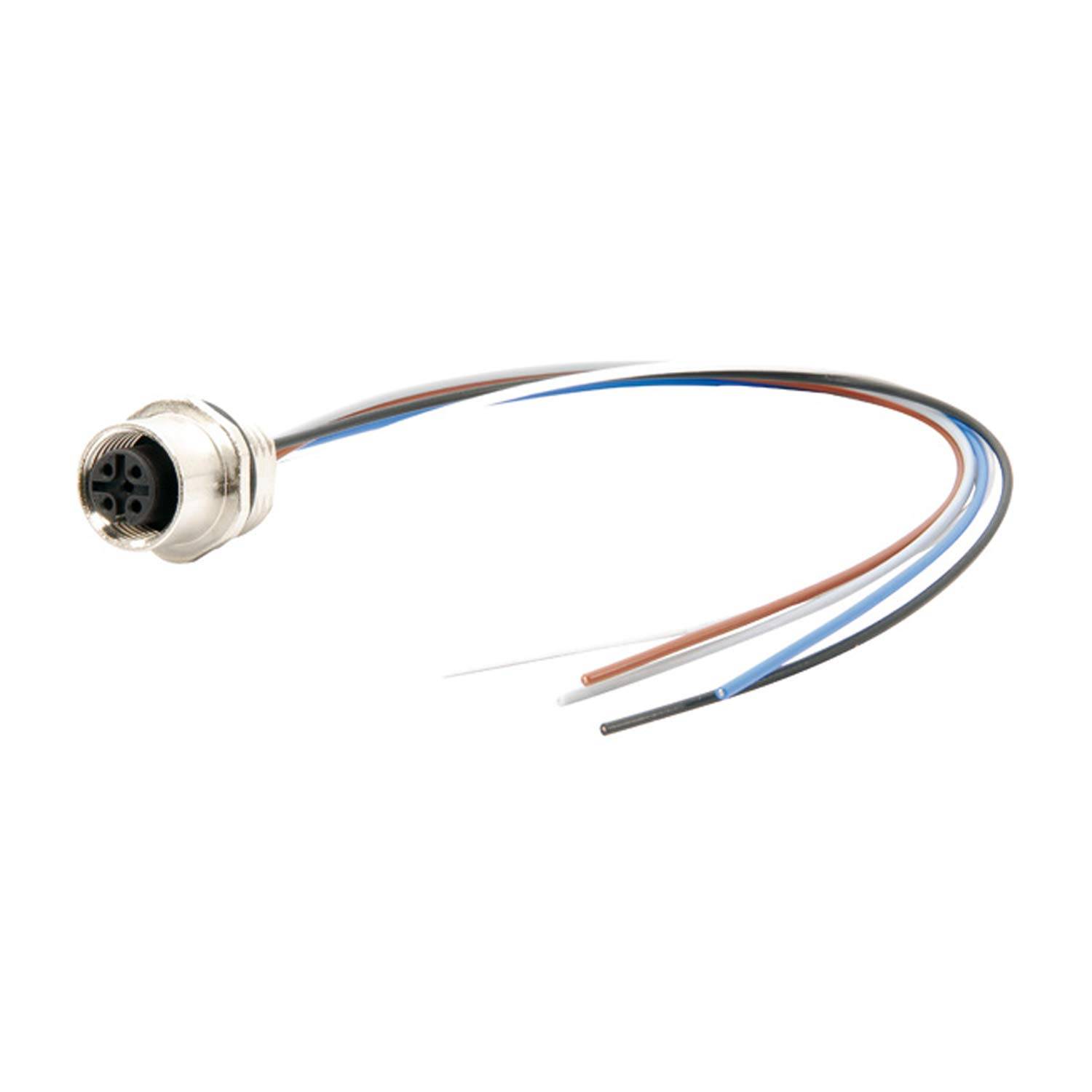 M12 Gerätesteckverbinder gerade Buchse Polzahl 5-polig Vorderwand, Litzen 0,25mm² AWG24, Länge 200,0mm - 1 Stück