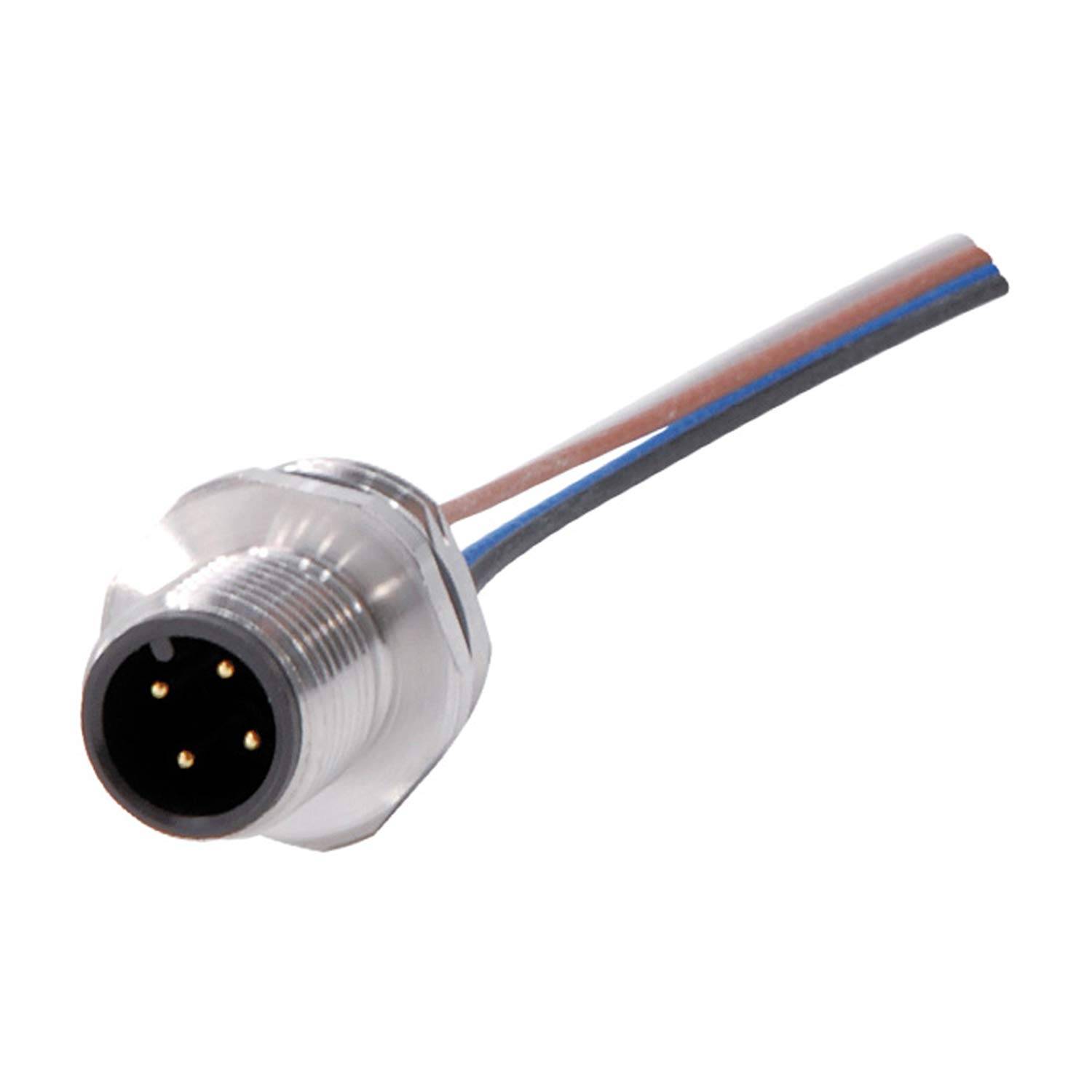 M12 Gerätesteckverbinder gerade Stift Polzahl 4-polig Vorderwand, Litzen 0,25mm² AWG24, Länge 200,0mm - 1 Stück