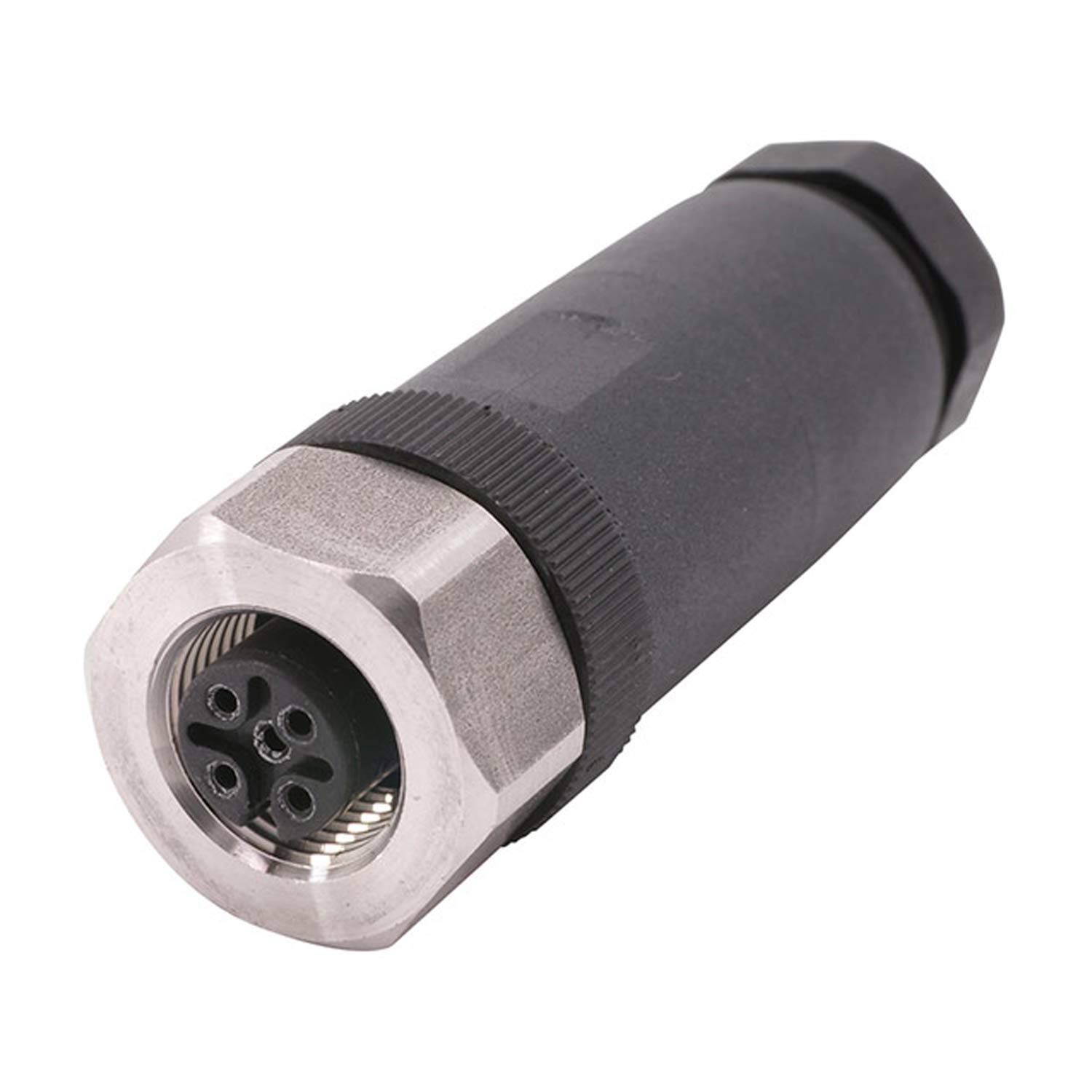 M12 Sensorsteckverbinder gerade Buchse Schraubanschluss, Polzahl 5-polig Kabelabgang gerade, Klemmbereich 6,0mm - 8,0mm