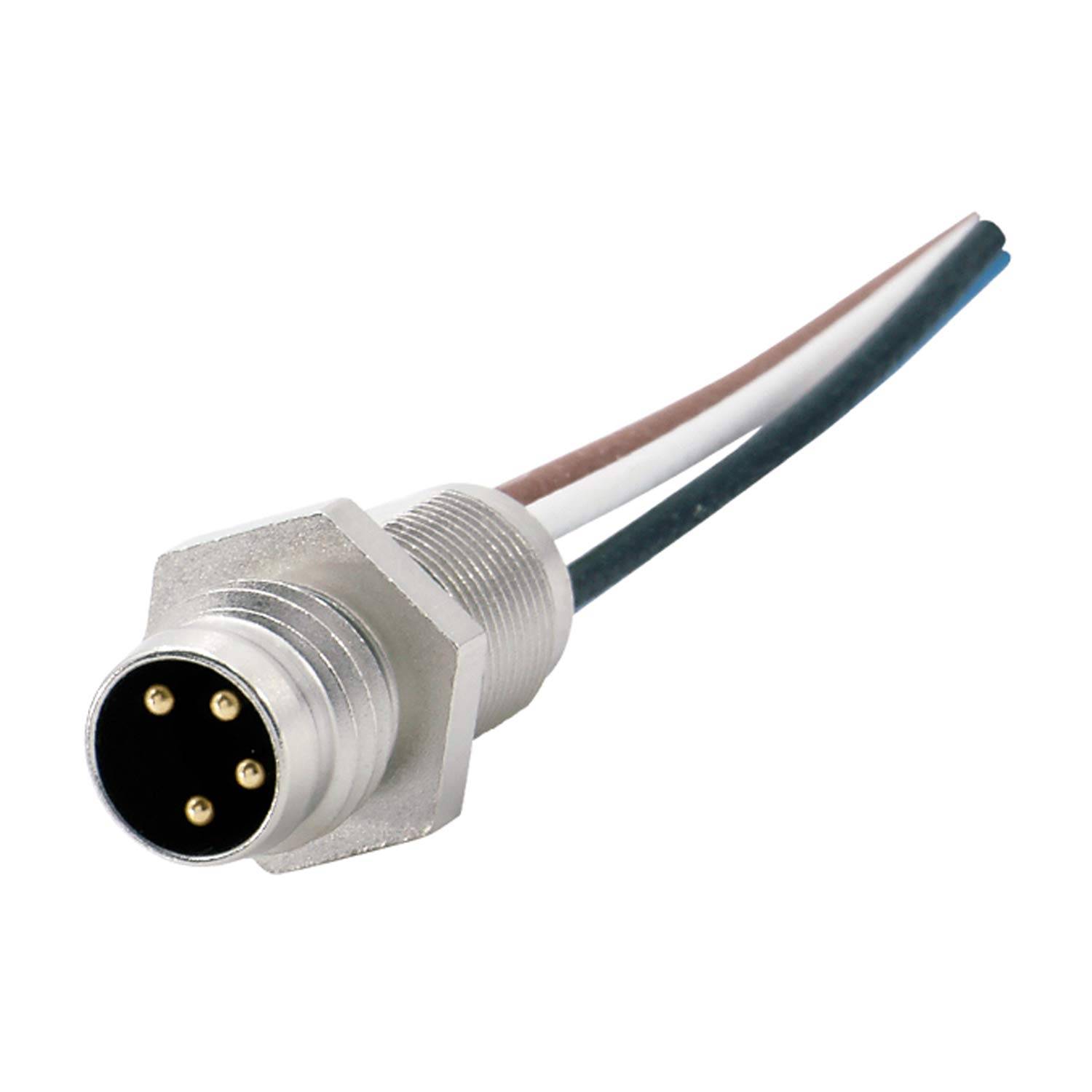 M8 Gerätesteckverbinder gerade Stift Polzahl 4-polig Vorderwand, Litzen 0,25mm² AWG24, Länge 200,0mm - 1 Stück