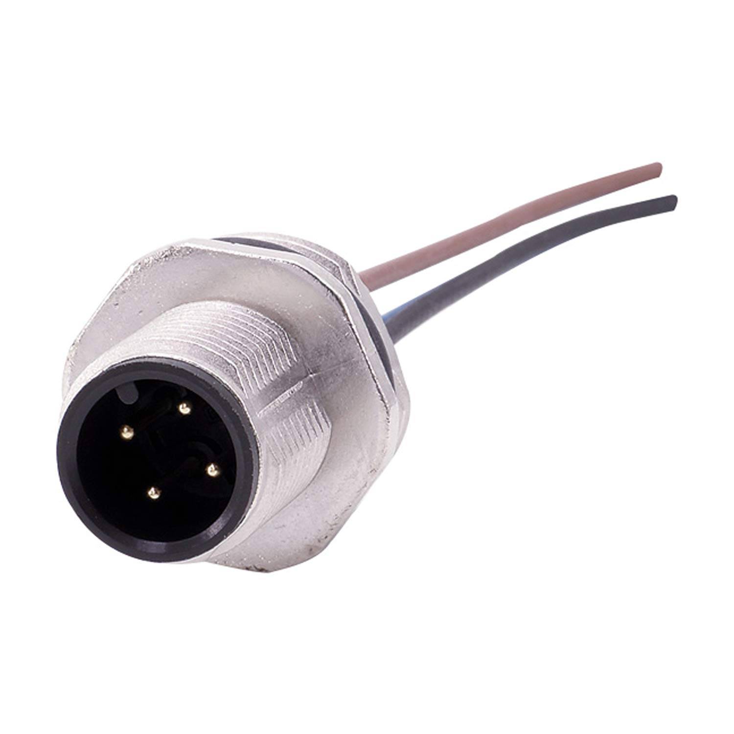 M12 Gerätesteckverbinder gerade Stift Polzahl 4-polig Vorderwand, Litzen 0,25mm² AWG24, Länge 200,0mm - 1 Stück