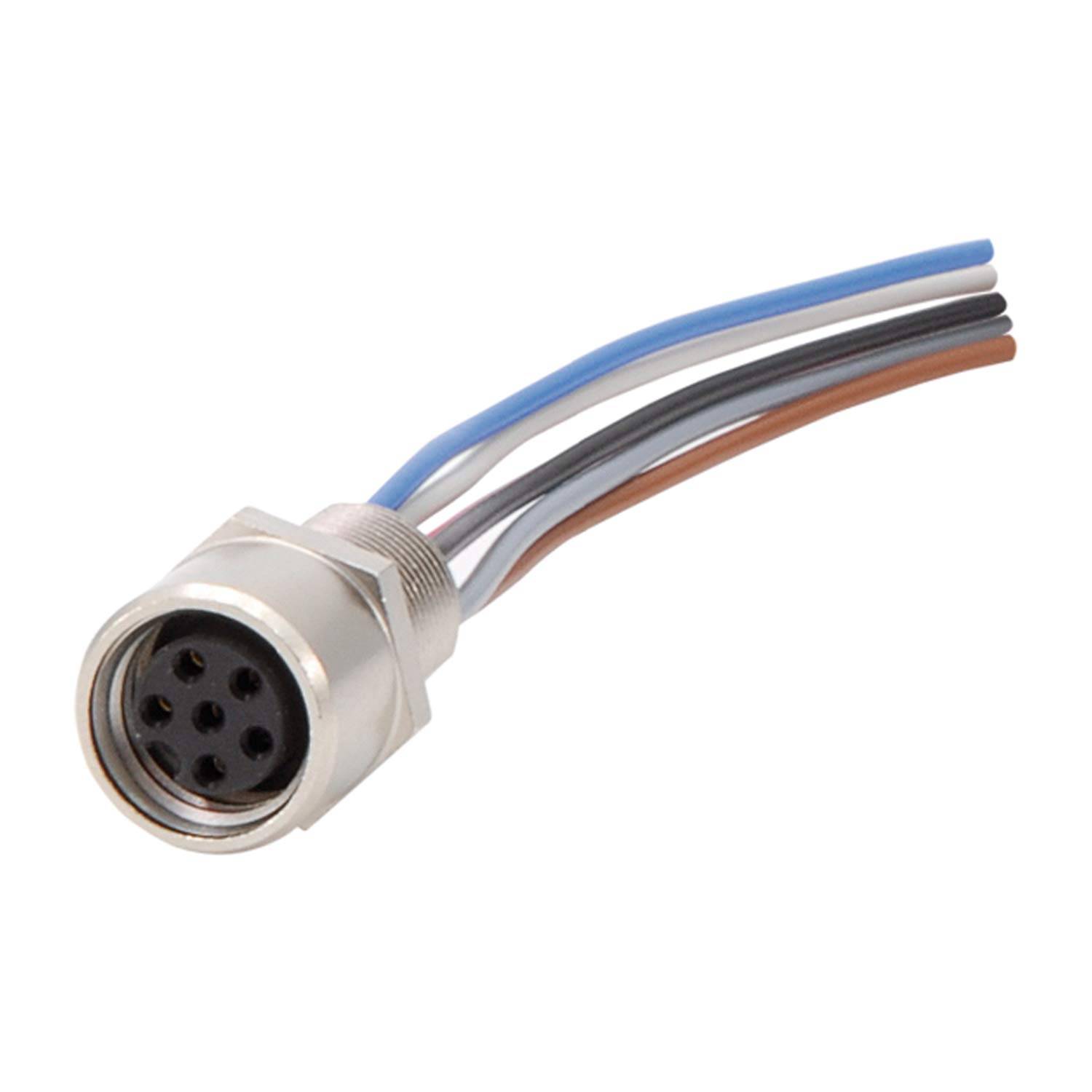 M8 Gerätesteckverbinder gerade Buchse Polzahl 6-polig Vorderwand, Litzen 0,25mm² AWG24, Länge 200,0mm - 1 Stück