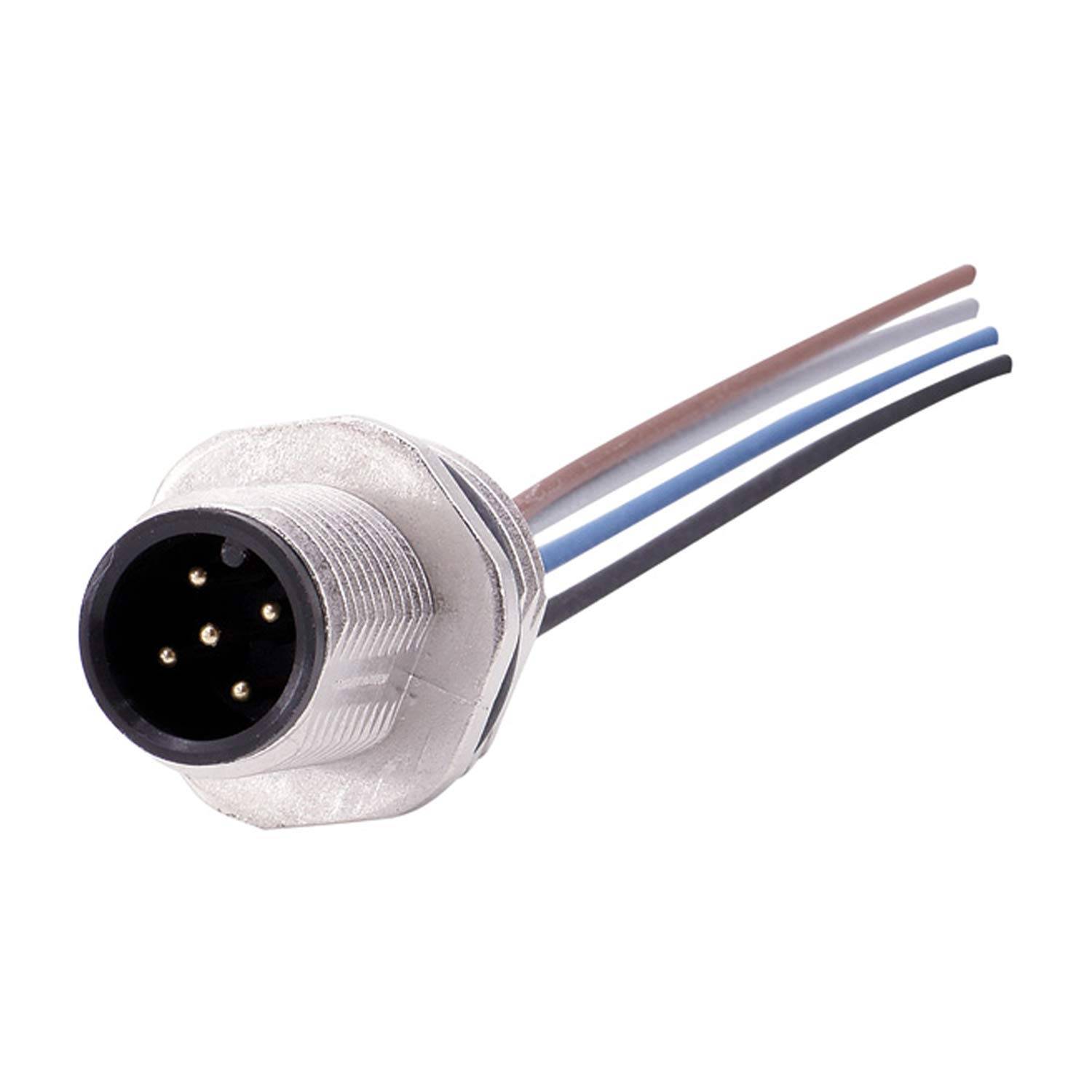 M12 Gerätesteckverbinder gerade Stift Polzahl 5-polig Vorderwand, Litzen 0,25mm² AWG24, Länge 200,0mm - 1 Stück