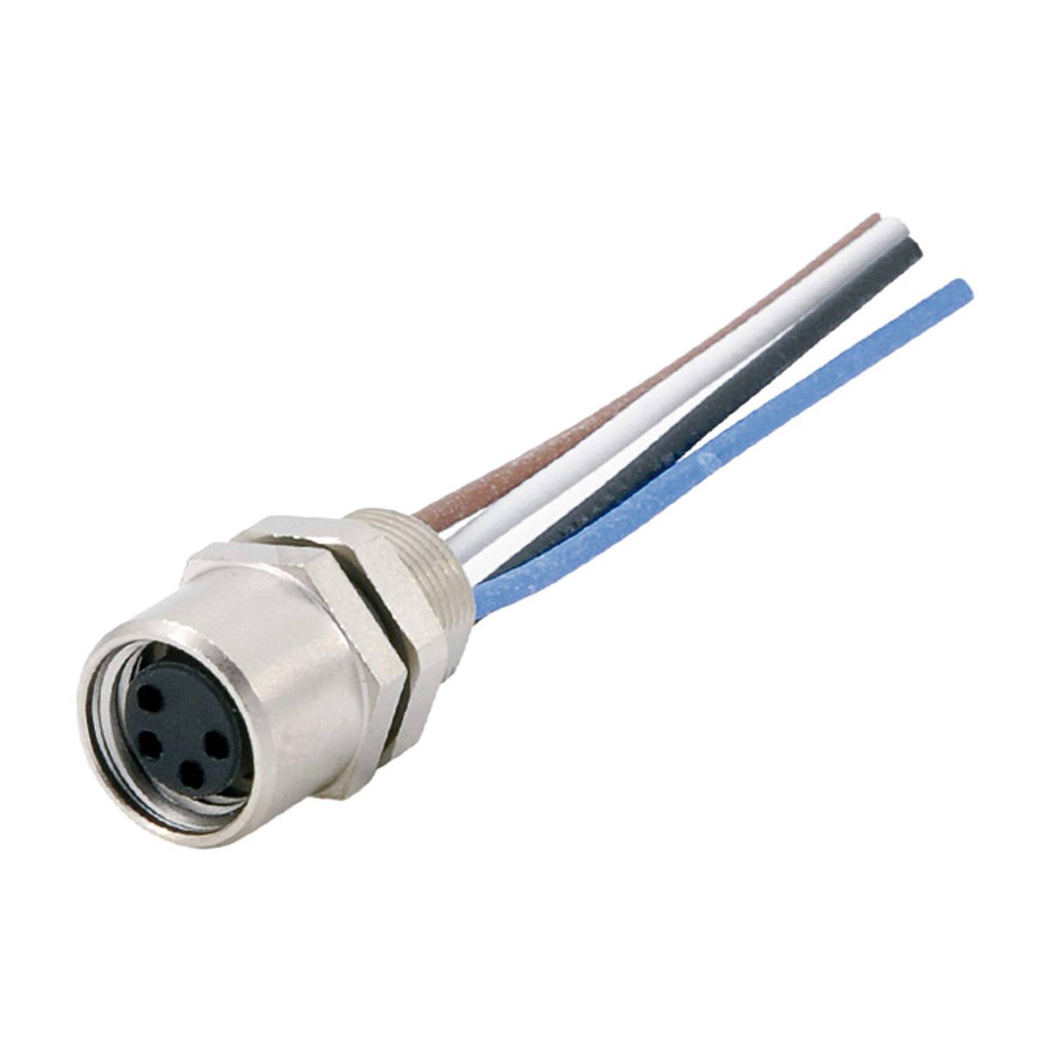 M8 Gerätesteckverbinder gerade Buchse Polzahl 4-polig Vorderwand, Litzen 0,25mm² AWG24, Länge 200,0mm - 1 Stück