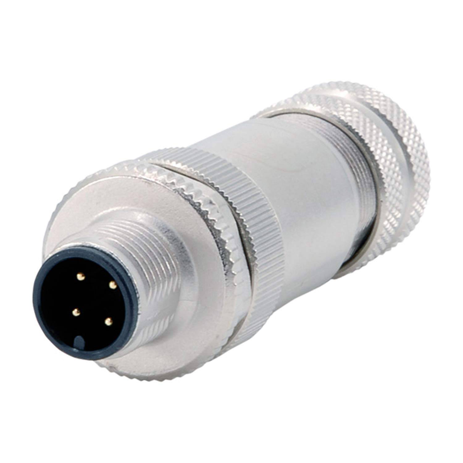 M12 Sensorsteckverbinder gerade Stift Schraubanschluss, Polzahl 4-polig Kabelabgang gerade, Klemmbereich 4,0mm - 6,0mm