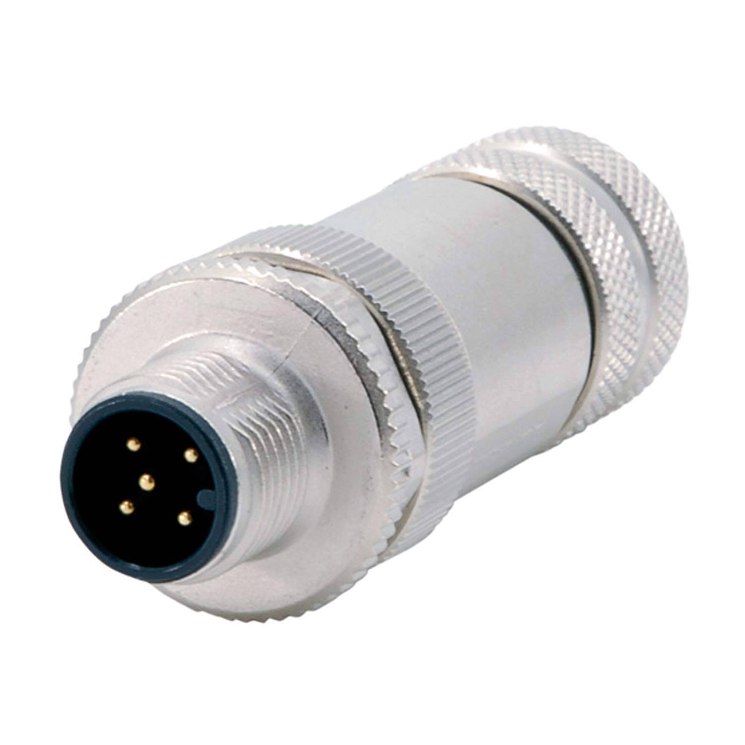 M12 Sensorsteckverbinder gerade Stift Schraubanschluss, Polzahl 5-polig Kabelabgang gerade, Klemmbereich 6,0mm - 8,0mm