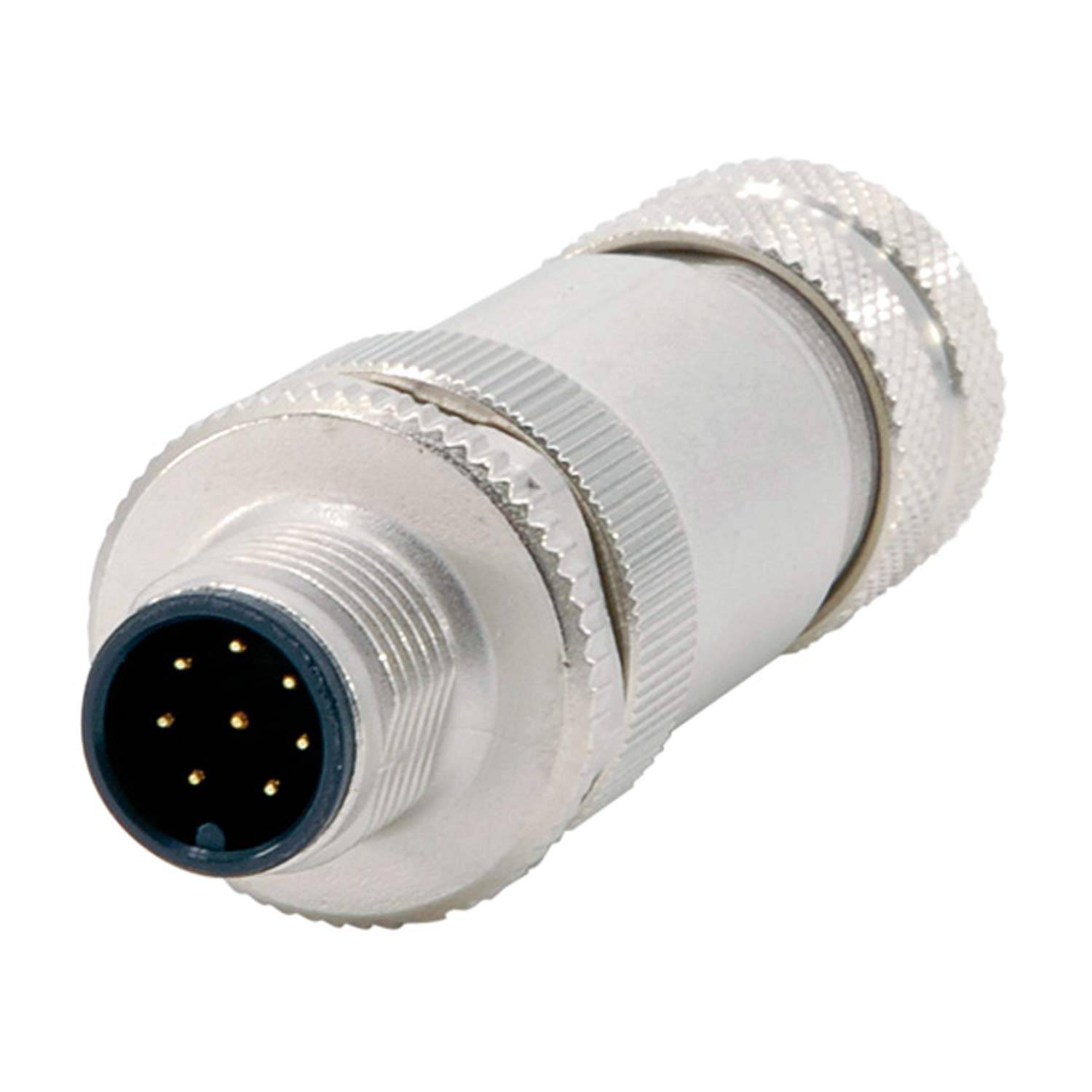 M12 Sensorsteckverbinder gerade Stift Schraubanschluss, Polzahl 8-polig Kabelabgang gerade, Klemmbereich 6,0mm - 8,0mm
