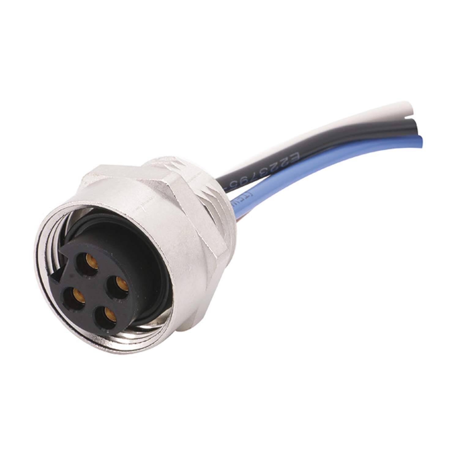 7/8"" Gerätesteckverbinder gerade Buchse Polzahl 4-polig Vorderwand, Litzen 0,82mm² AWG18, Länge 200,0mm - 1 Stück