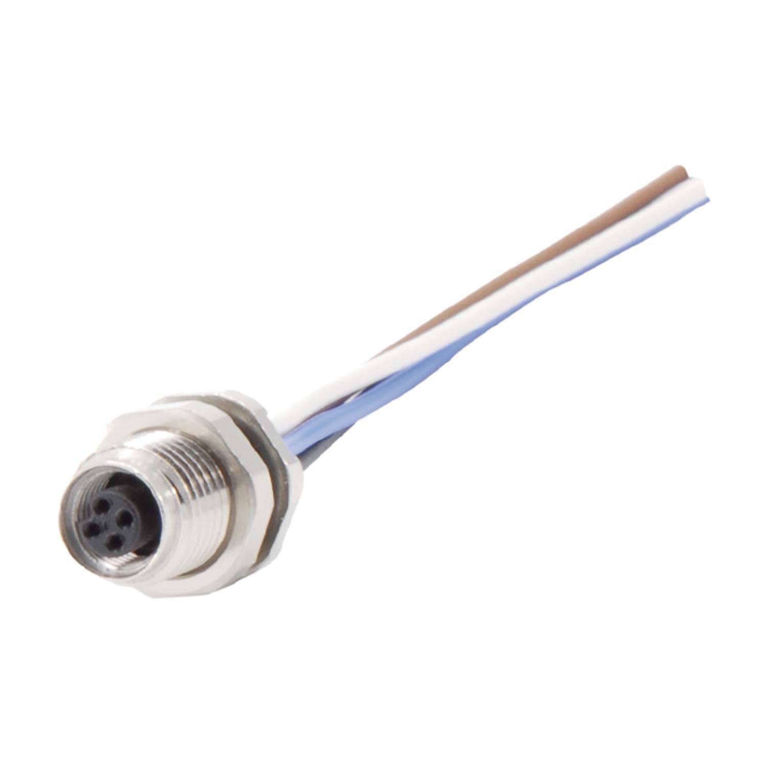 M5 Gerätesteckverbinder gerade Buchse Polzahl 4-polig Hinterwand, Litzen 0,14mm² AWG26, Länge 200,0mm - 1 Stück