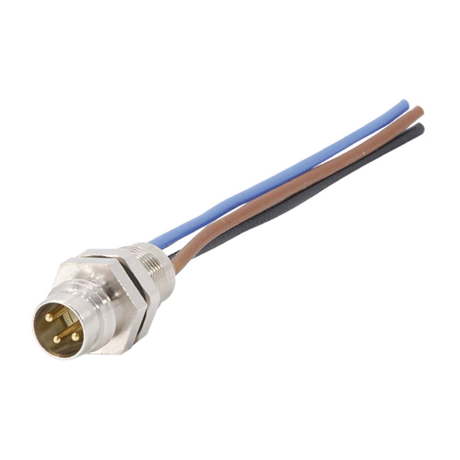 M8 Gerätesteckverbinder gerade Stift Polzahl 3-polig Vorderwand, Litzen 0,25mm² AWG24, Länge 200,0mm - 1 Stück
