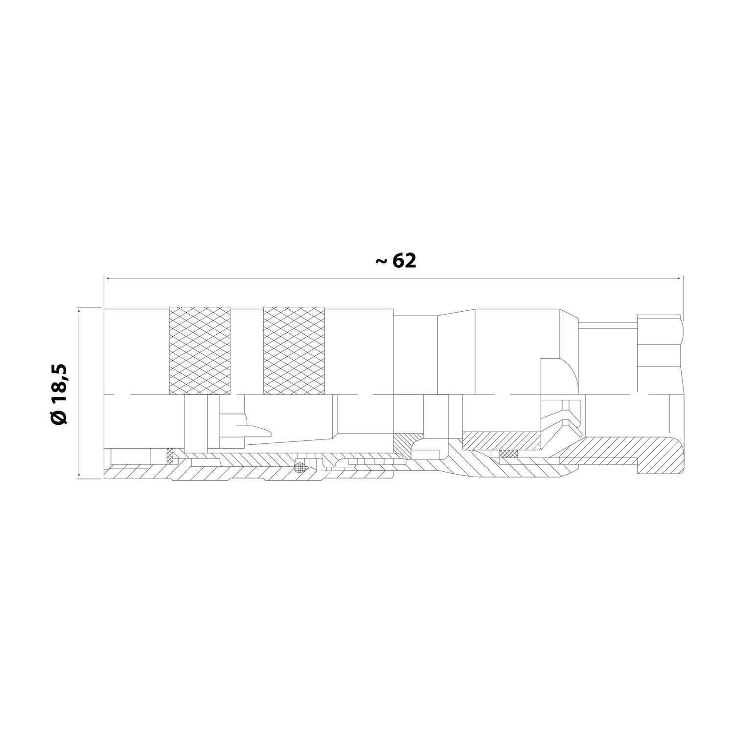 M16 DIN-Kabelsteckverbinder gerade Buchse Lötanschluss, Polzahl 3-polig Kabelabgang gerade PG9x1,41, Klemmbereich 6,0mm