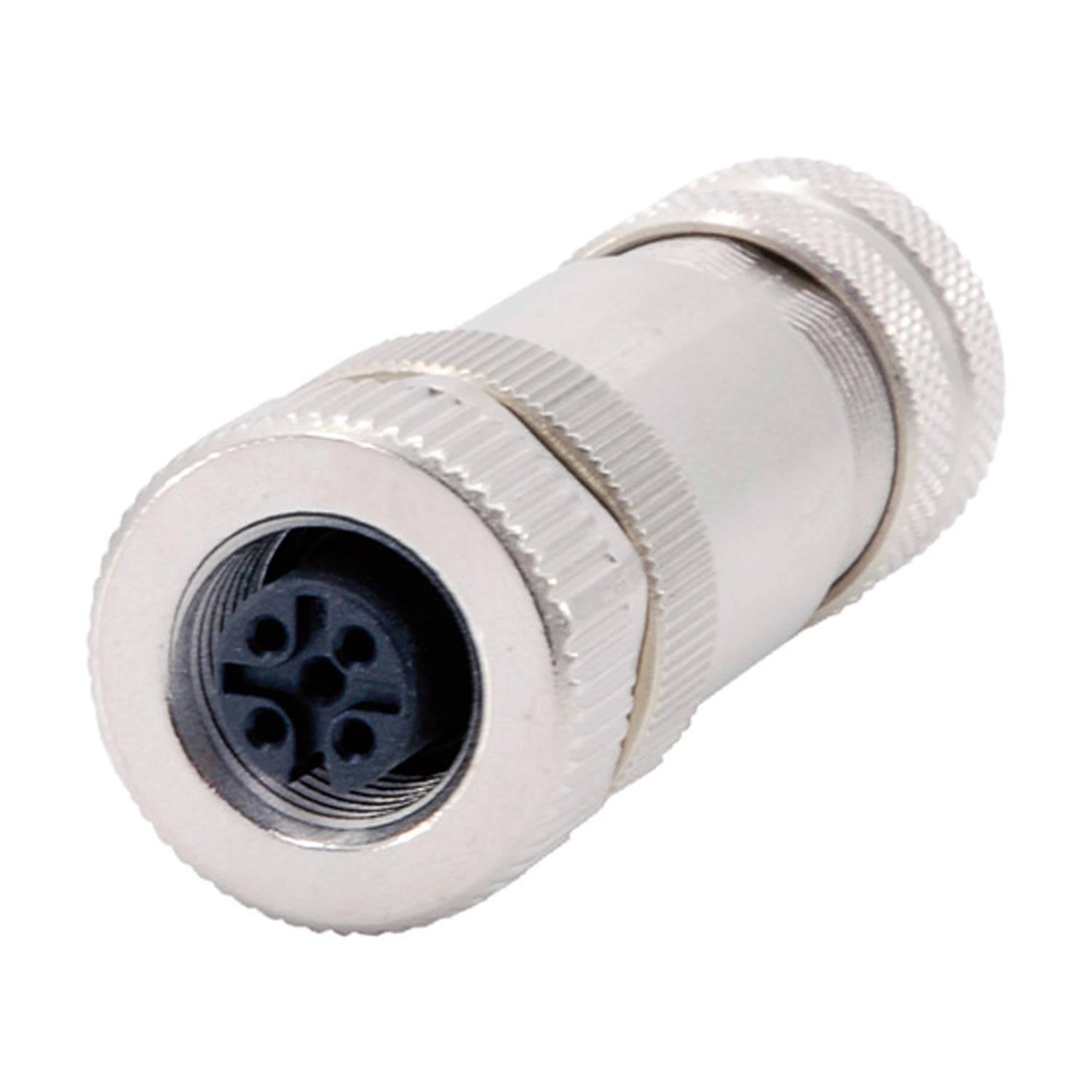 M12 Sensorsteckverbinder gerade Buchse Schraubanschluss, Polzahl 4-polig Kabelabgang gerade, Klemmbereich 4,0mm - 6,0mm