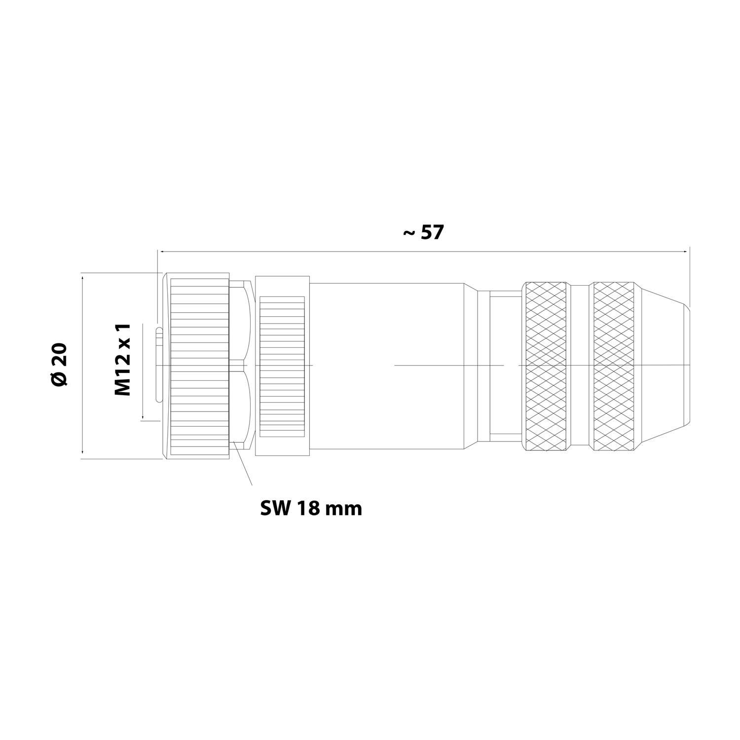 M12 Sensorsteckverbinder gerade Buchse Schraubanschluss, Polzahl 5-polig Kabelabgang gerade, Klemmbereich 6,0mm - 8,0mm