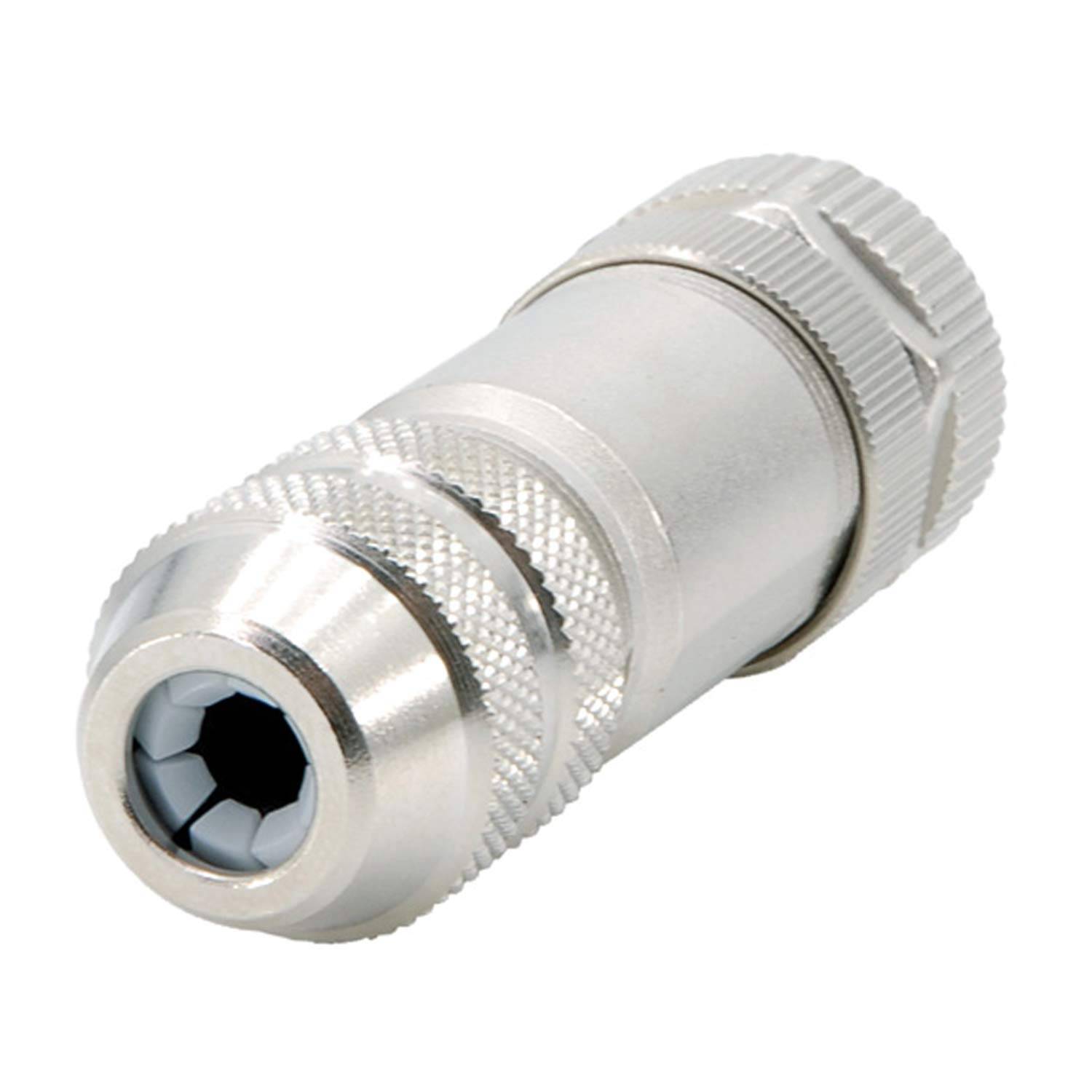 M12 Sensorsteckverbinder gerade Buchse Schraubanschluss, Polzahl 5-polig Kabelabgang gerade, Klemmbereich 6,0mm - 8,0mm