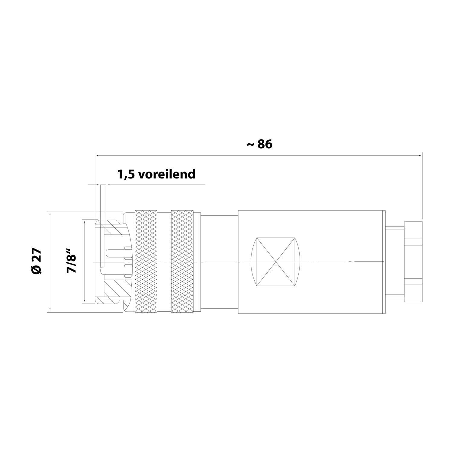 7/8"" Kabelsteckverbinder gerade Stift Schraubanschluss, Polzahl 4+PE Kabelabgang gerade, Klemmbereich 8,0mm - 10,0mm -
