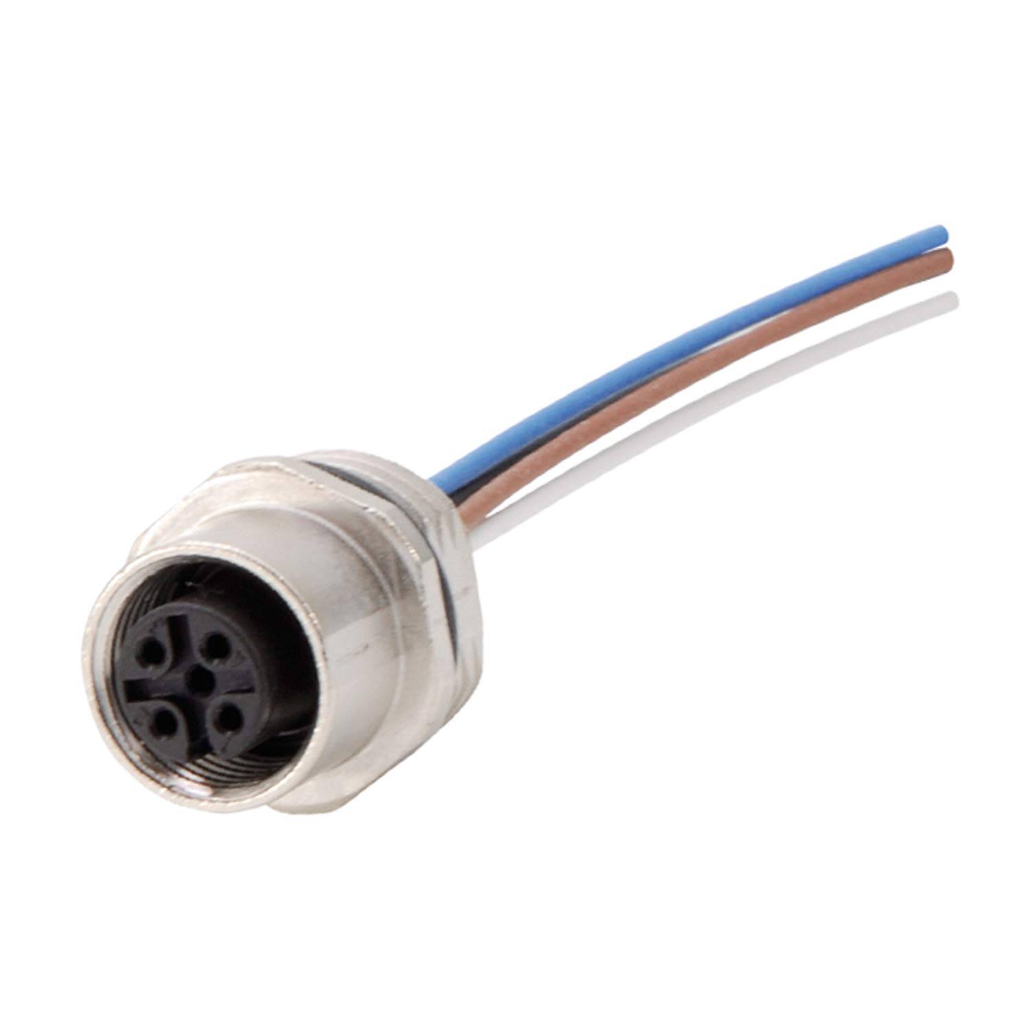 M12 Gerätesteckverbinder gerade Buchse Polzahl 4-polig Vorderwand, Litzen 0,25mm² AWG24, Länge 200,0mm - 1 Stück