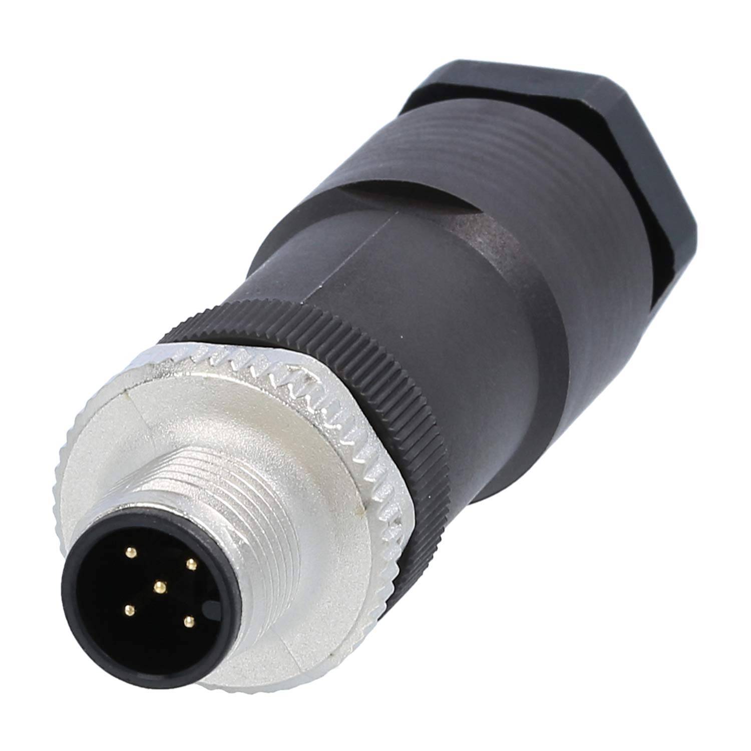 M12 Kabelsteckverbinder gerade Stift Schraubanschluss, Polzahl 5-polig Kabelabgang gerade, Klemmbereich 8,0mm - 10,0mm