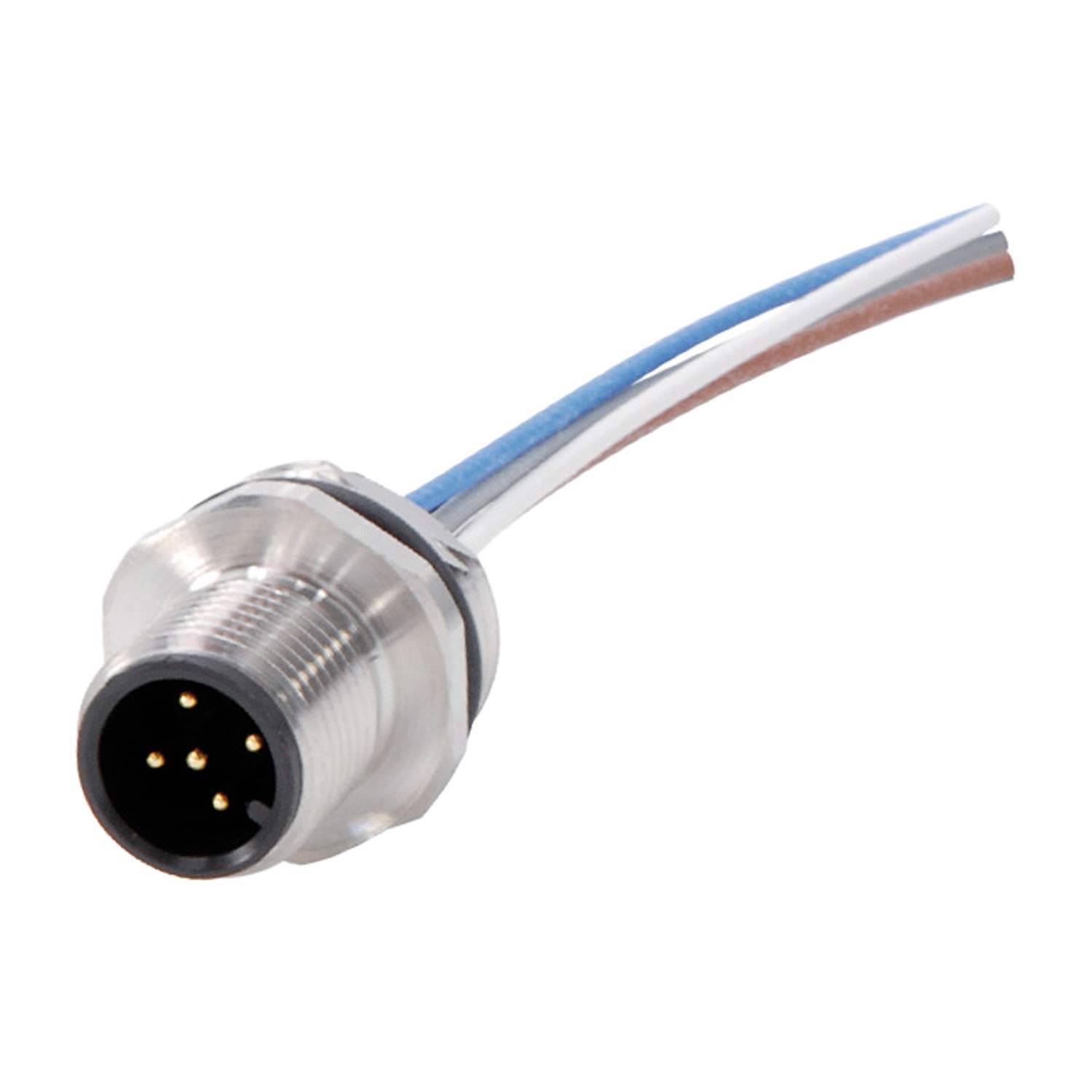 M12 Gerätesteckverbinder gerade Stift Polzahl 5-polig Vorderwand, Litzen 0,25mm² AWG24, Länge 200,0mm - 1 Stück