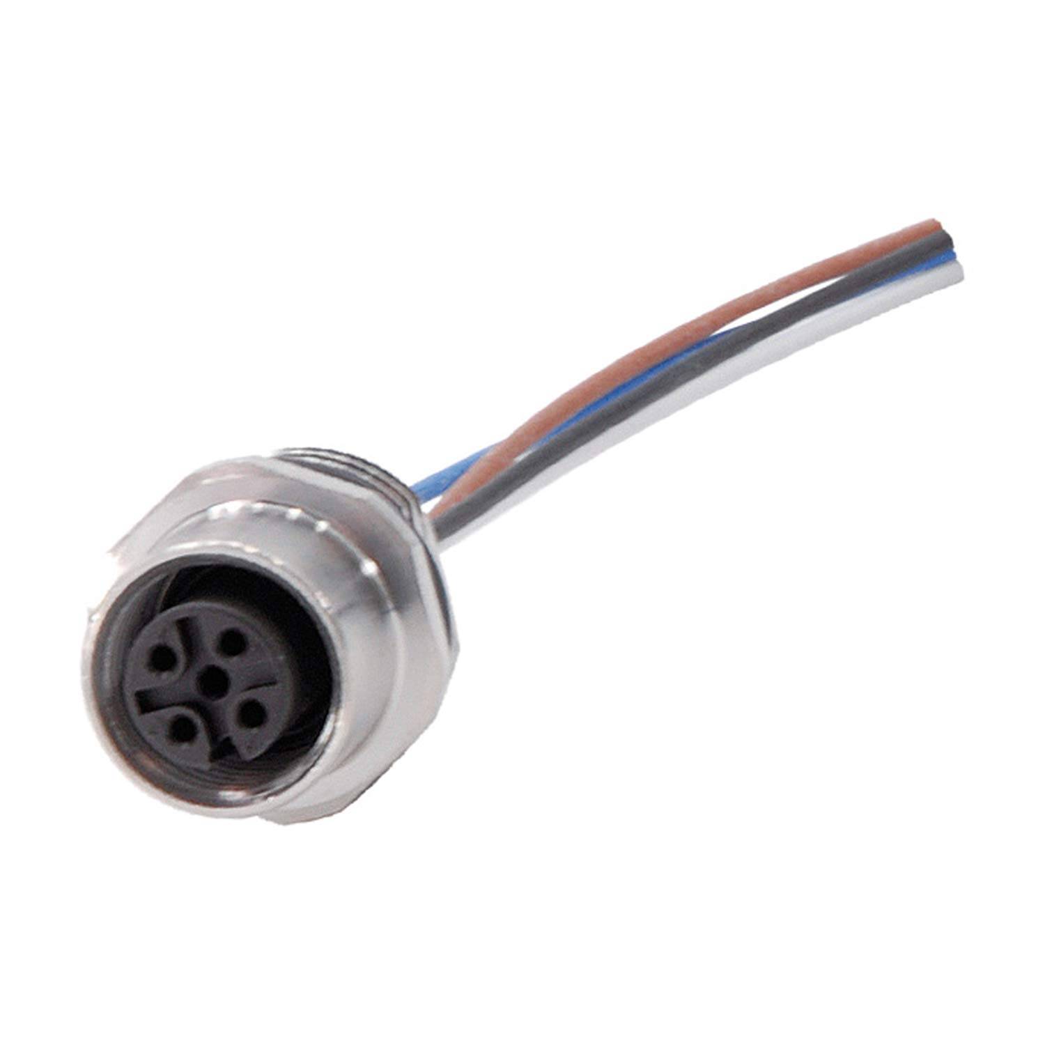 M12 Gerätesteckverbinder gerade Buchse Polzahl 4-polig Vorderwand, Litzen 0,25mm² AWG24, Länge 200,0mm - 1 Stück