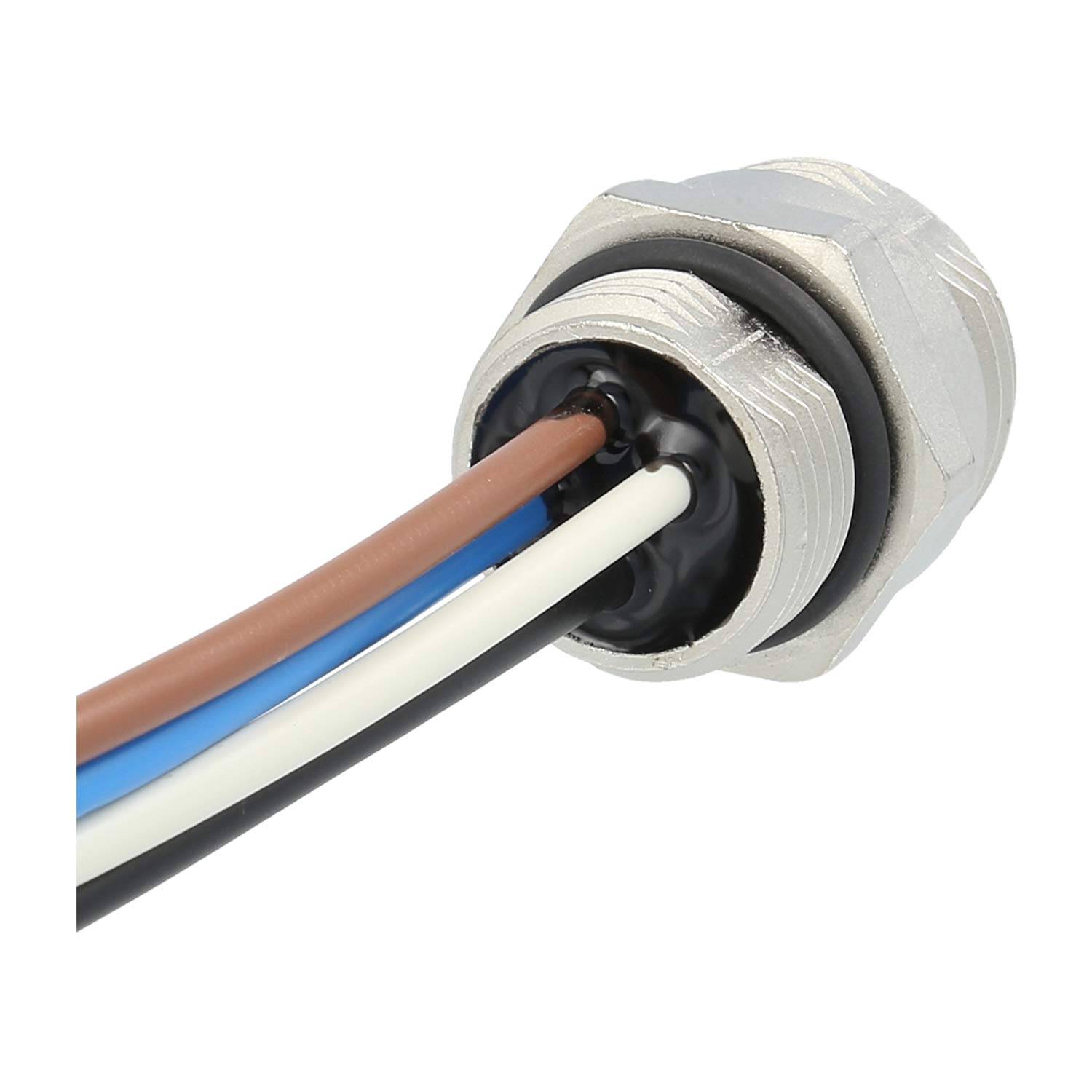 7/8"" Gerätesteckverbinder gerade Stift Polzahl 4-polig Vorderwand, Litzen 0,82mm² AWG18, Länge 200,0mm - 1 Stück