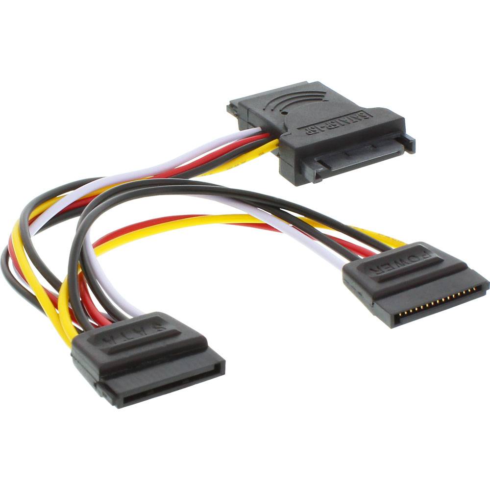 InLine® 29681 SATA Stromadapterkabel, SATA Stecker / Buchse, an 2x SATA Stecker, 0,15m