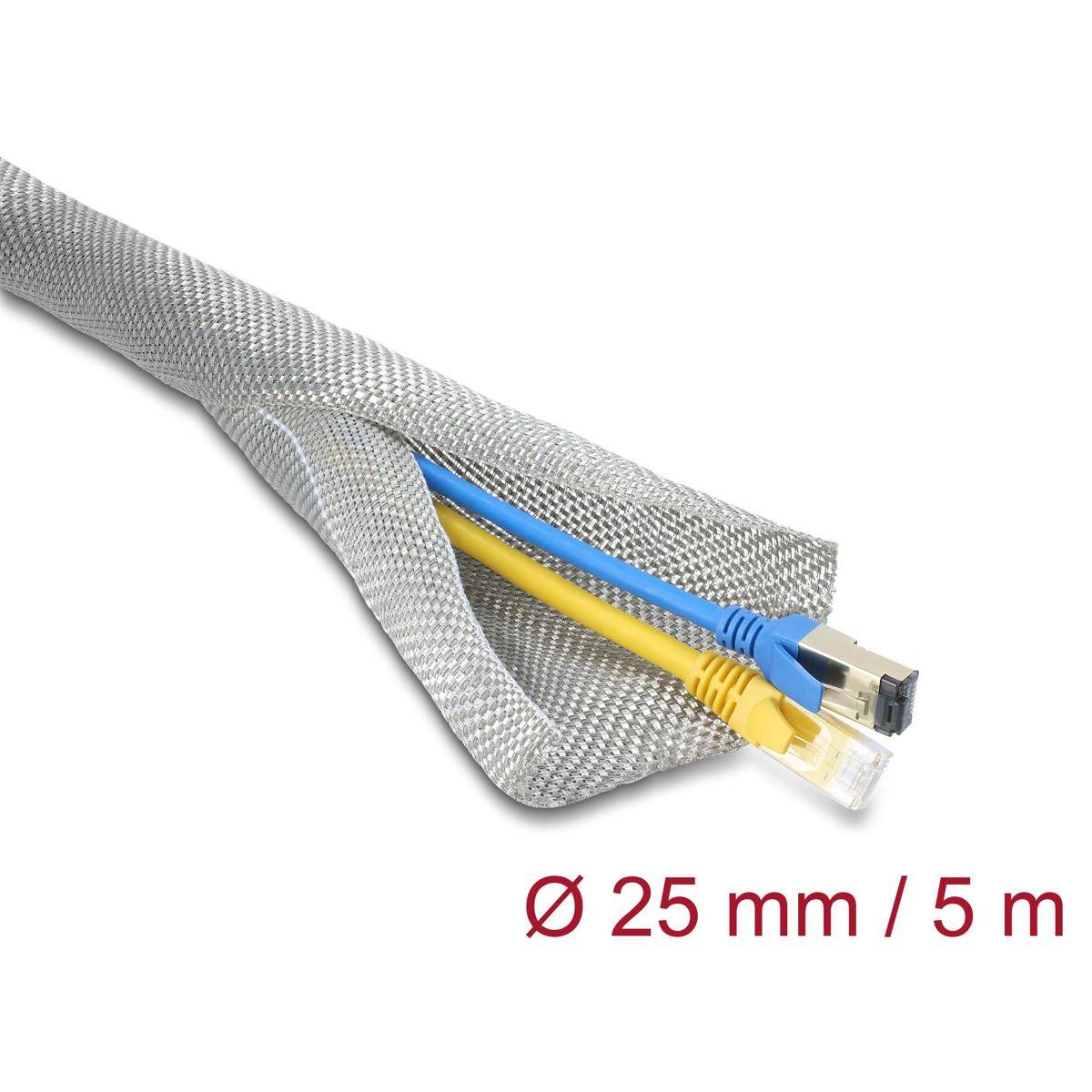 20995 - Delock Geflechtschlauch zur EMV Abschirmung selbstschließend 5 m x 25 mm