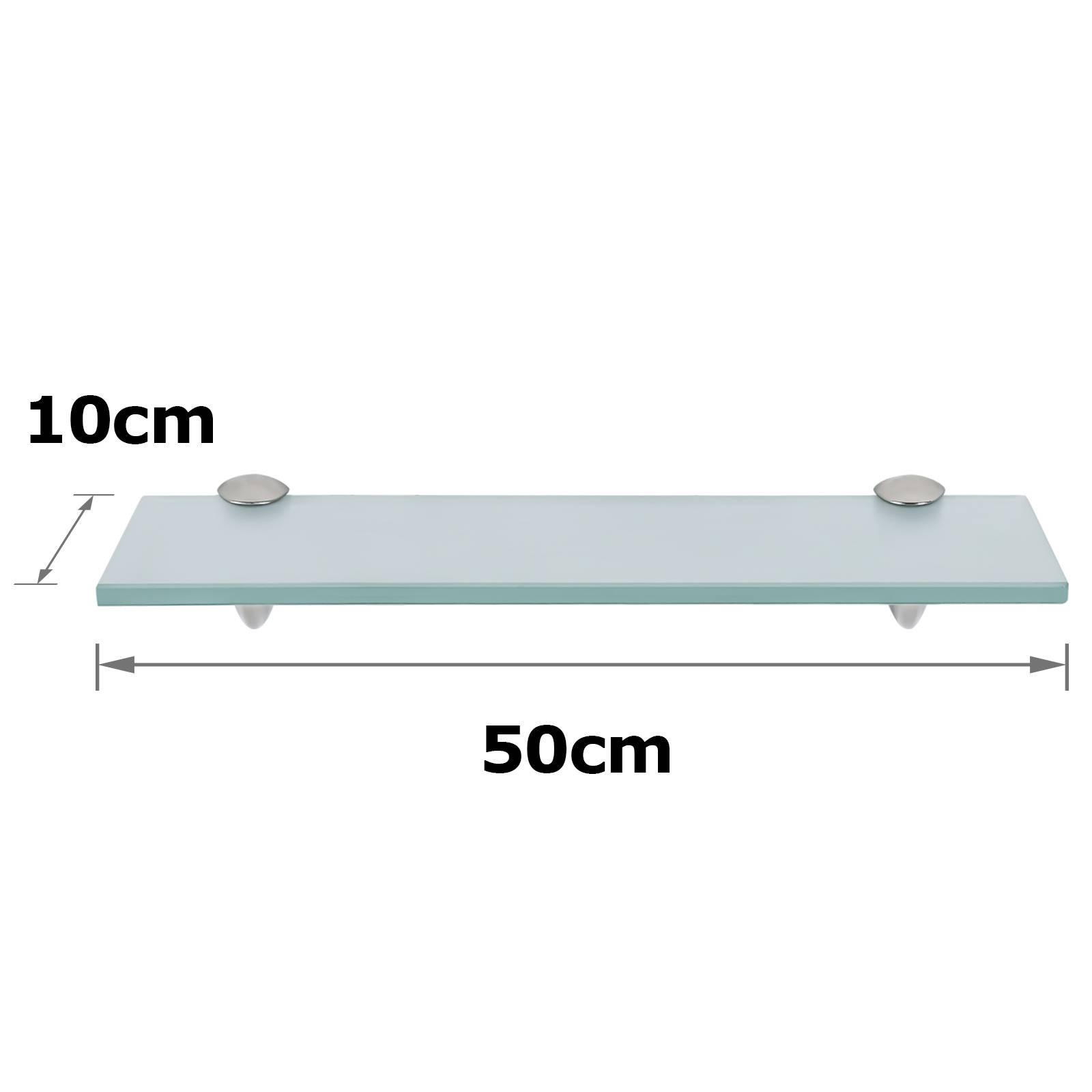Glasregal 50 x 10 cm mit Halterungen, Milchglas Wandregal als Badregal, Glasboden Ablage für Bad, Küche und Wohnzimmer