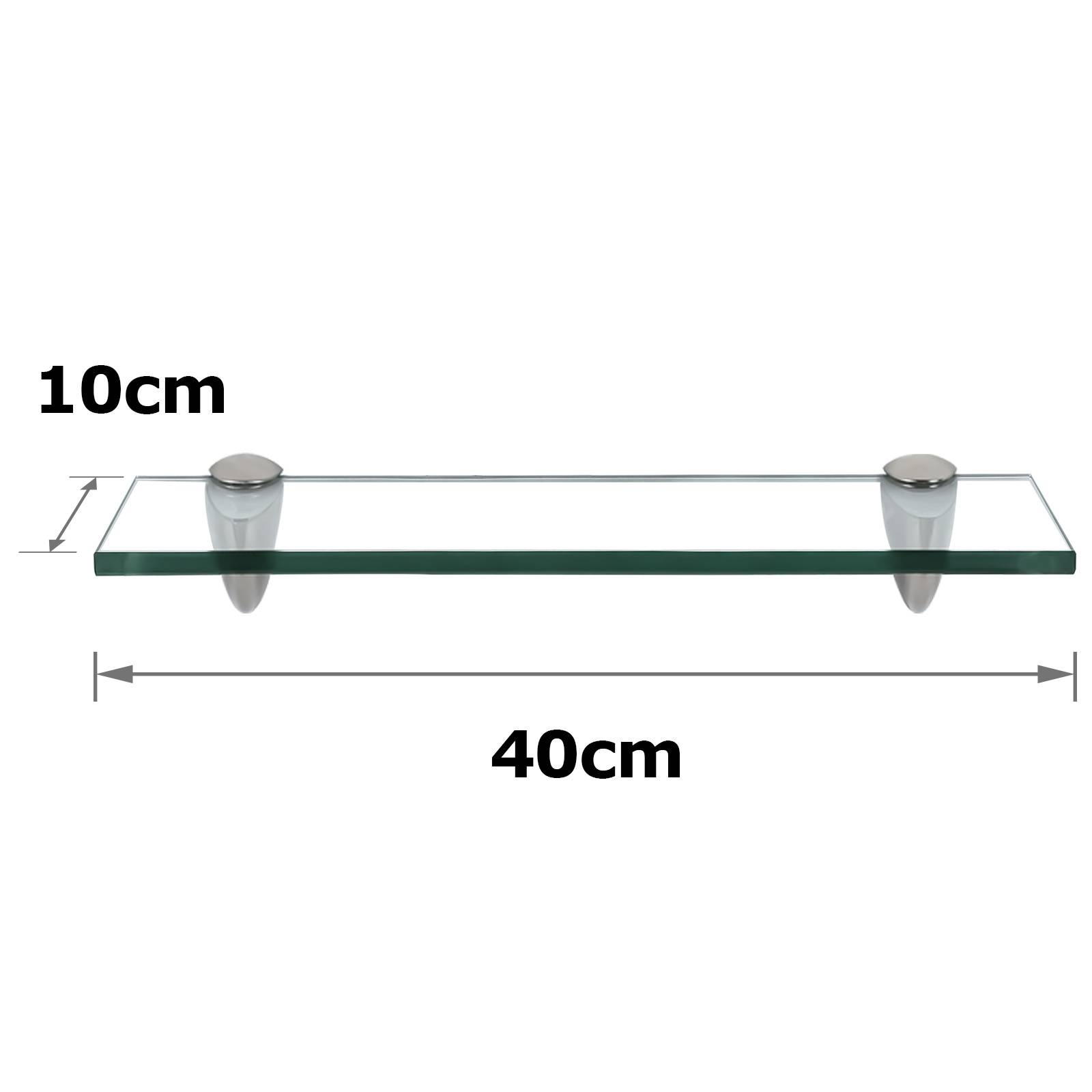 Glasboden Wandregal 40 x 10 x 0,8 cm, Glasregal Klarglas mit Halterung, Badregal Ablage Hängeregal für Badezimmer