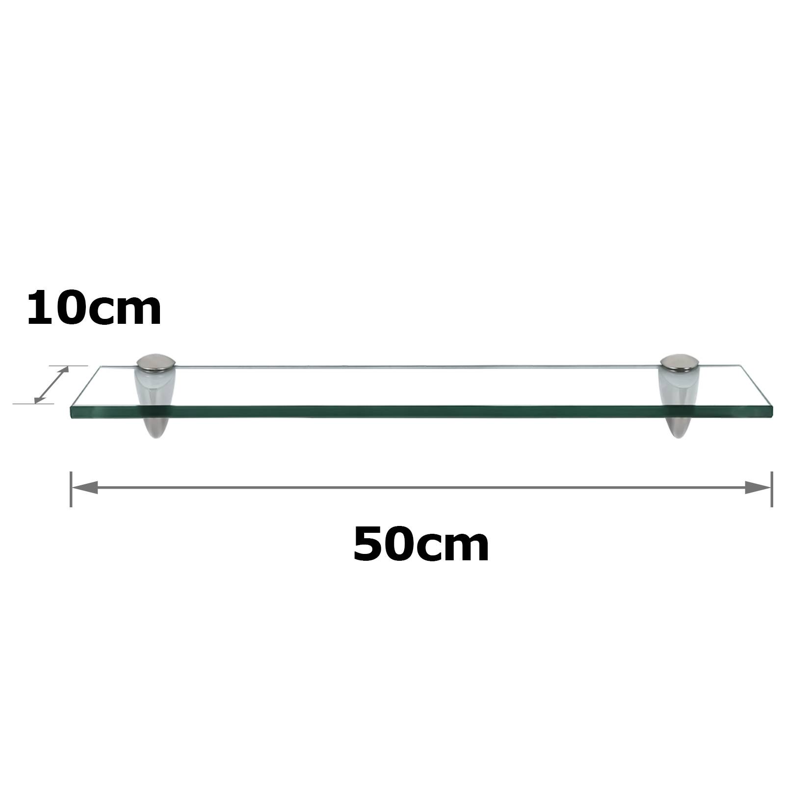 Glasboden Wandregal 50 x 10 x 0,8 cm, Glasregal Klarglas mit Halterung, Badregal Ablage Hängeregal für Badezimmer
