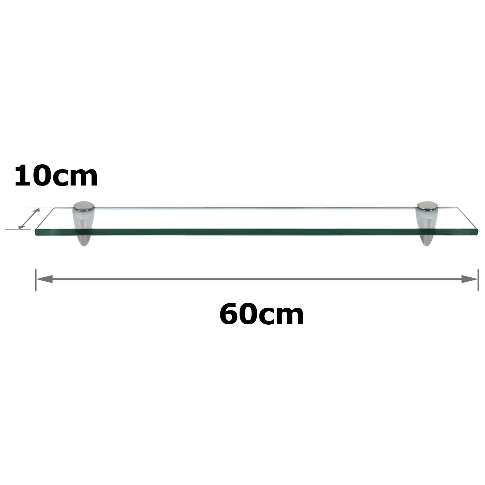 Glasboden Wandregal 60 x 10 x 0,8 cm, Glasregal Klarglas mit Halterung, Badregal Ablage Hängeregal für Badezimmer