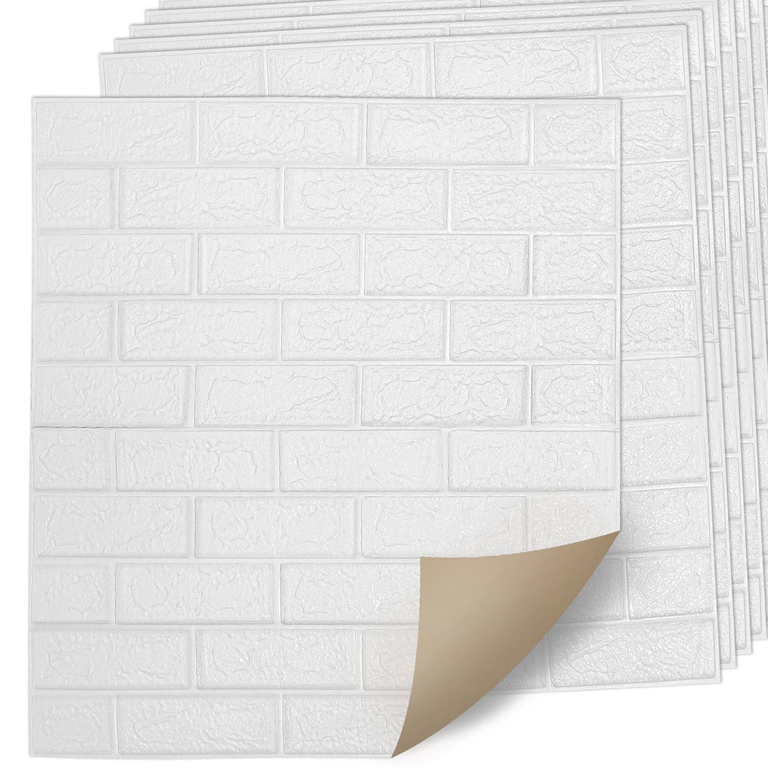 10 Stück 3D Wandpaneele Ziegeloptik selbstklebend PE Schaumstoff Weiß 77x70cm für Küche Bad Wohnzimmer