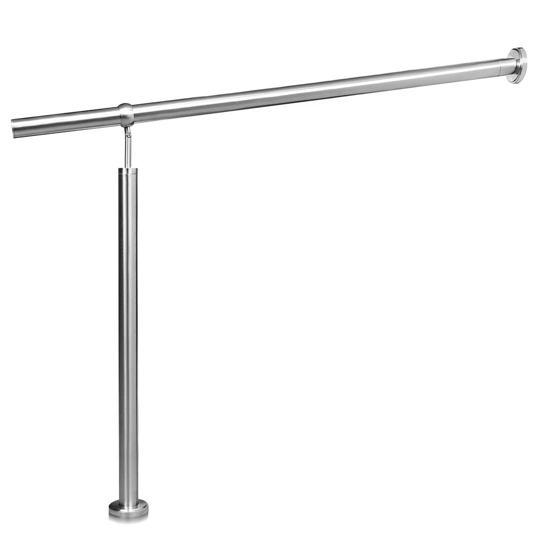 Edelstahl Eingangsgeländer 100 x 90 cm, Silber Treppengeländer, Handlauf für Hauseingang und Garten