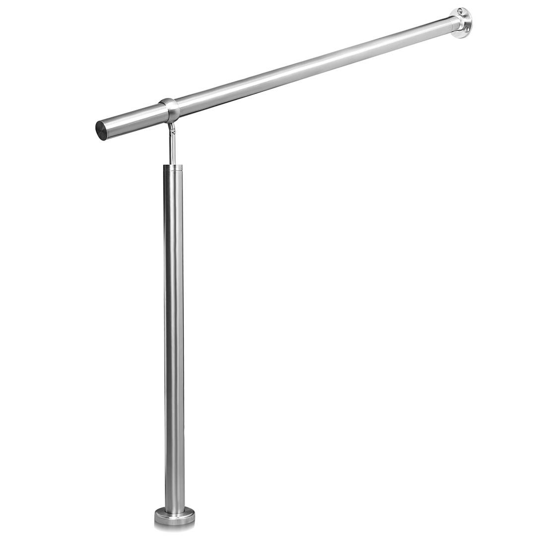 Edelstahl Eingangsgeländer 150 x 90 cm, Handlauf Silber, Treppengeländer für Gartentreppe und Flur