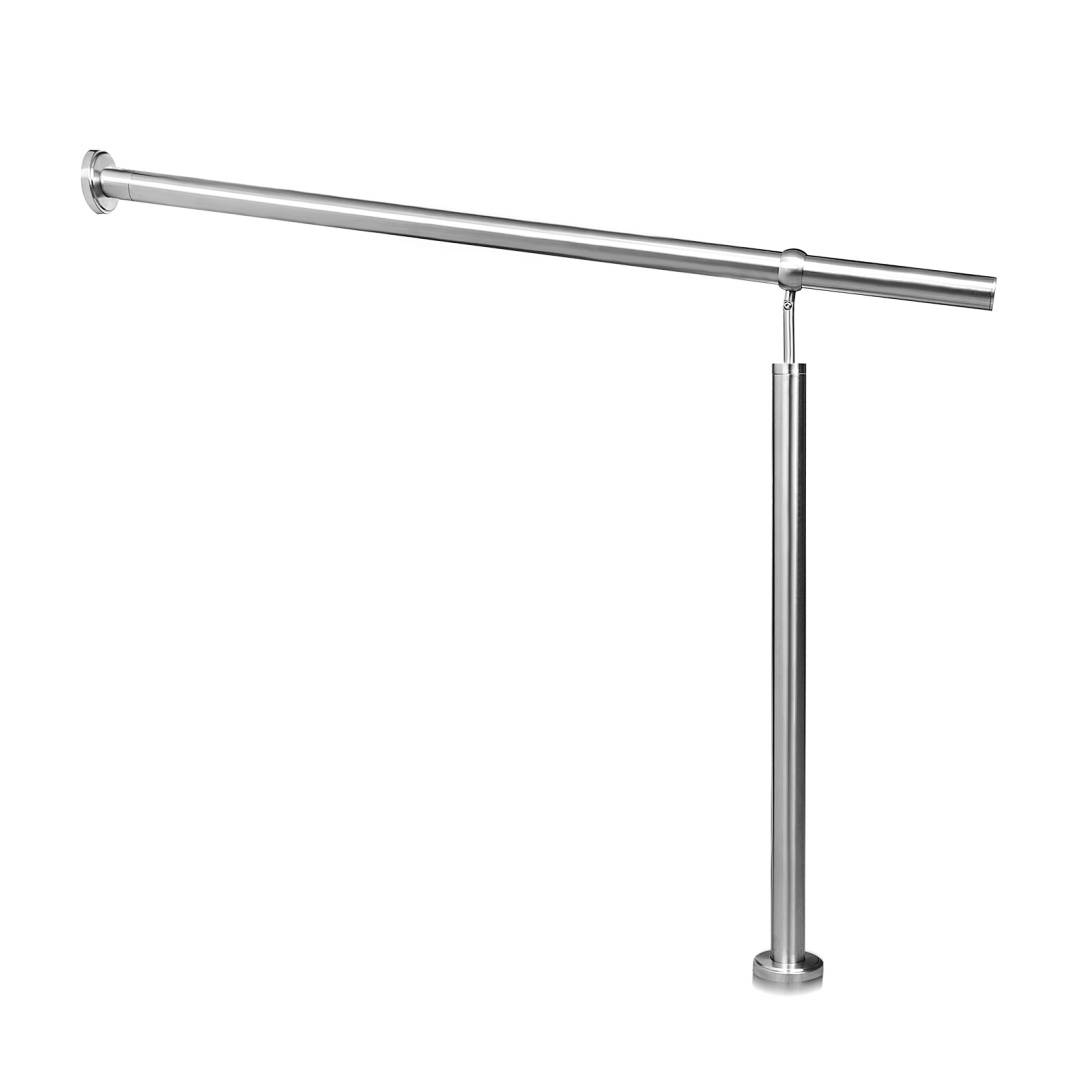 Edelstahl Eingangsgeländer 180 x 90 cm, Treppengeländer Silber, Handlauf für Treppenhaus und Außenbereich