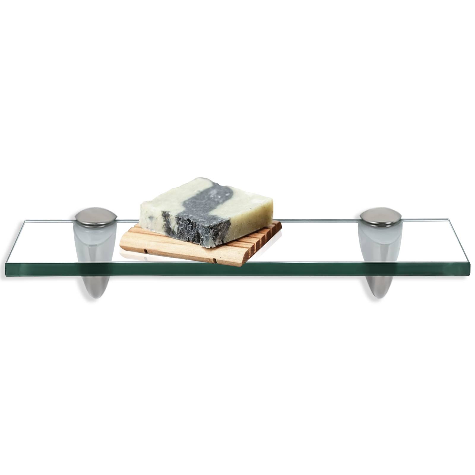 Glasregal Wandregal 30 x 10 x 0,8 cm, Klarglas Glasboden mit Halterungen, Badregal Ablage Hängeregal für Bad, Küche & Wohnzimmer