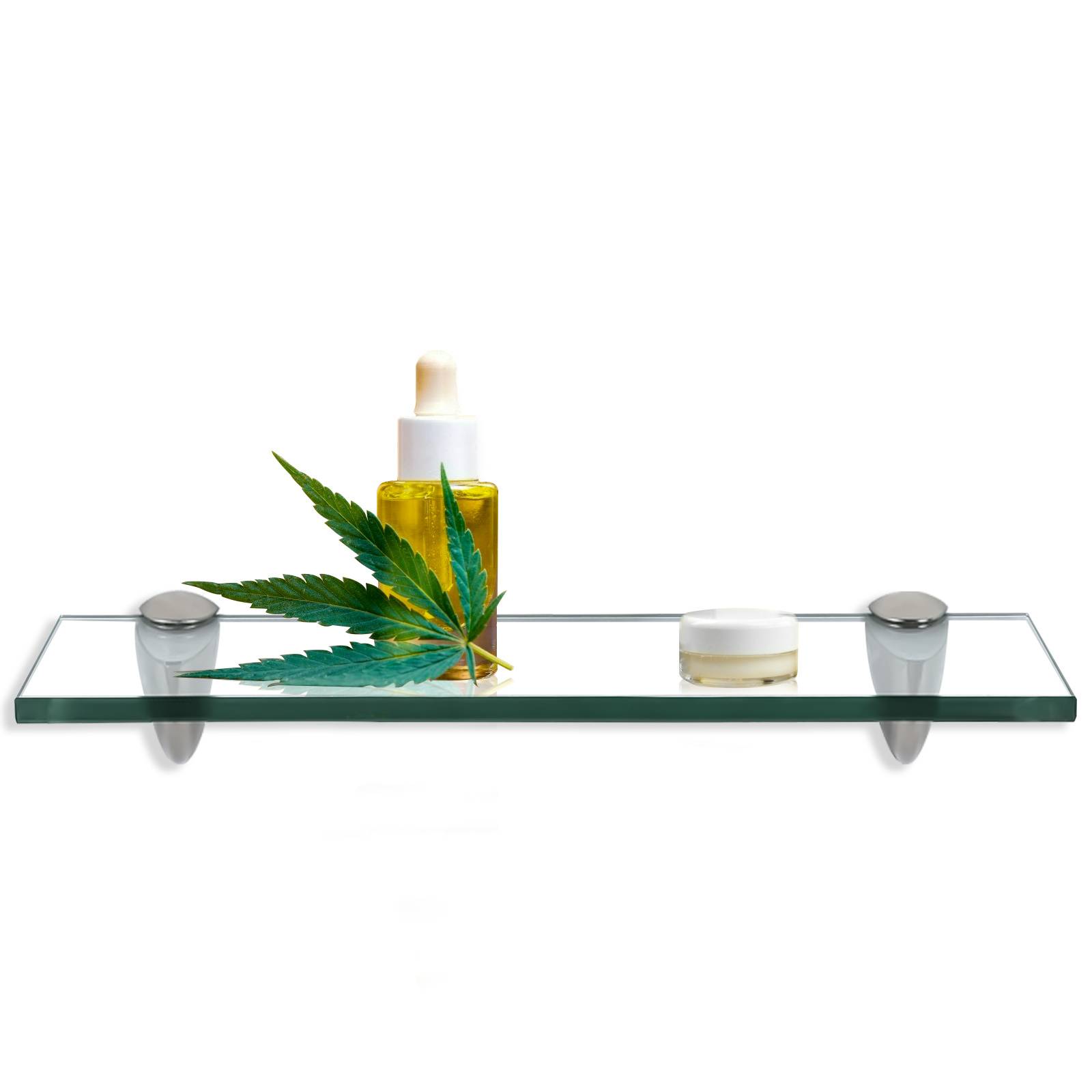 Glasregal Wandregal 40 x 10 x 0,8 cm, Klarglas Glasboden mit Halterungen, Badregal Ablage Hängeregal für Bad, Küche & Wohnzimmer