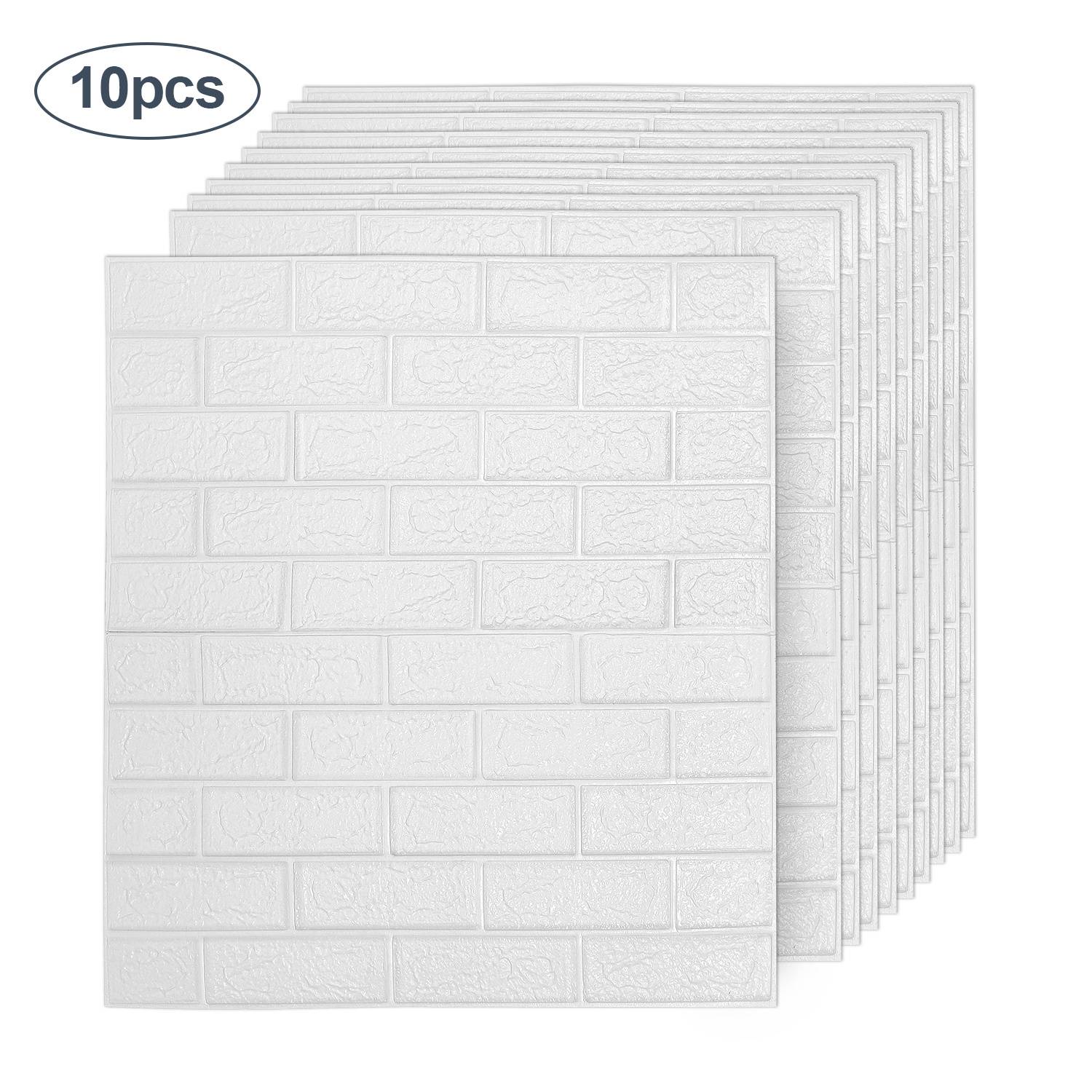 10 Stück 3D Wandsticker selbstklebend Weiß PE Schaumstoff 77x70cm für Wohnzimmer Schlafzimmer Küche Bad