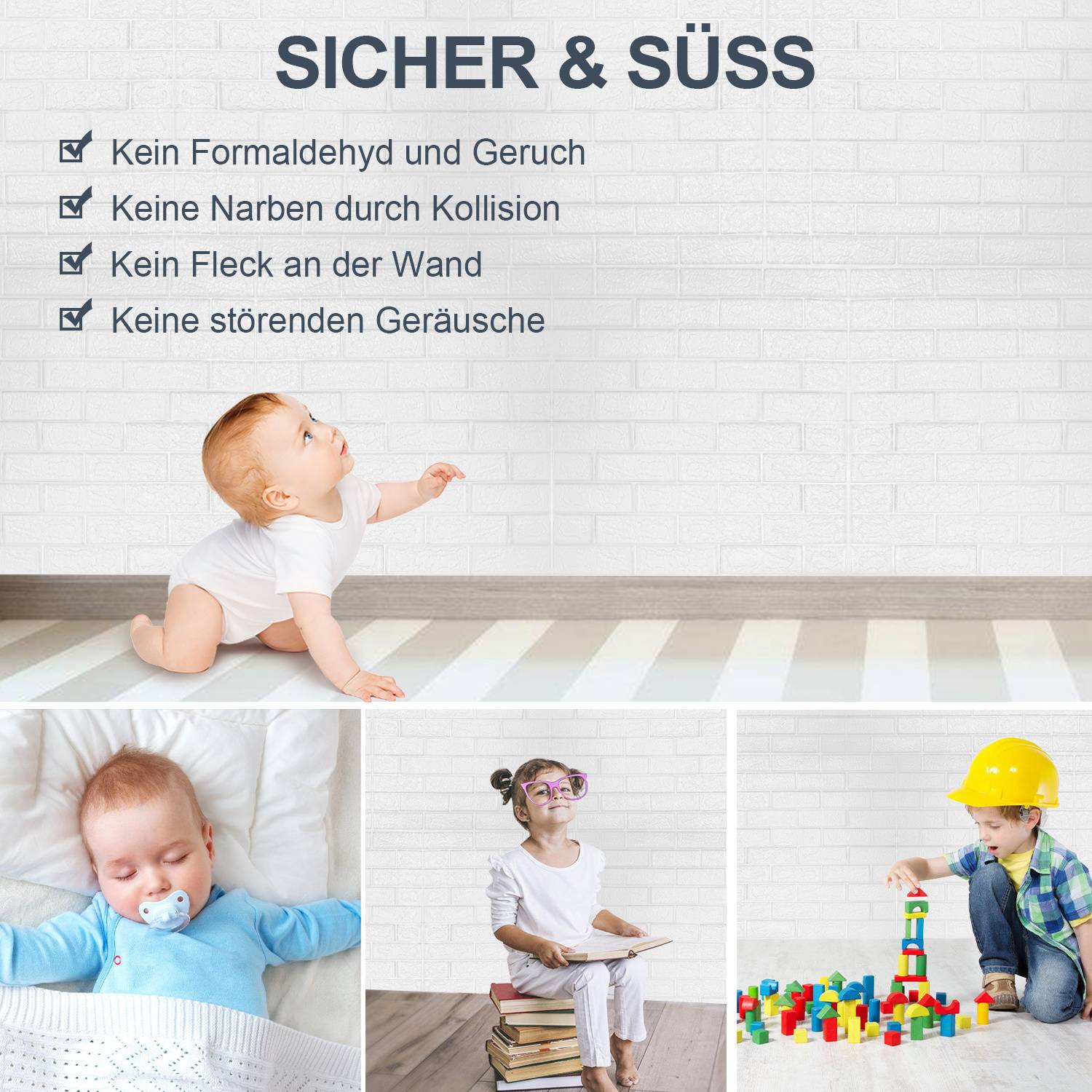 10 Stück 3D Wandsticker selbstklebend Weiß PE Schaumstoff 77x70cm für Wohnzimmer Schlafzimmer Küche Bad