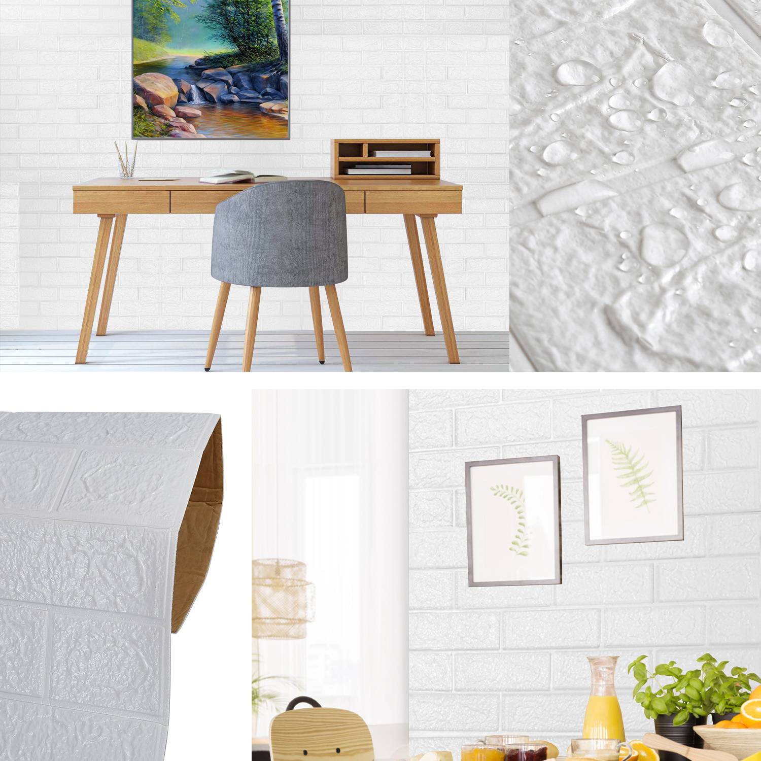 10 Stück 3D Wandsticker selbstklebend Weiß PE Schaumstoff 77x70cm für Wohnzimmer Schlafzimmer Küche Bad