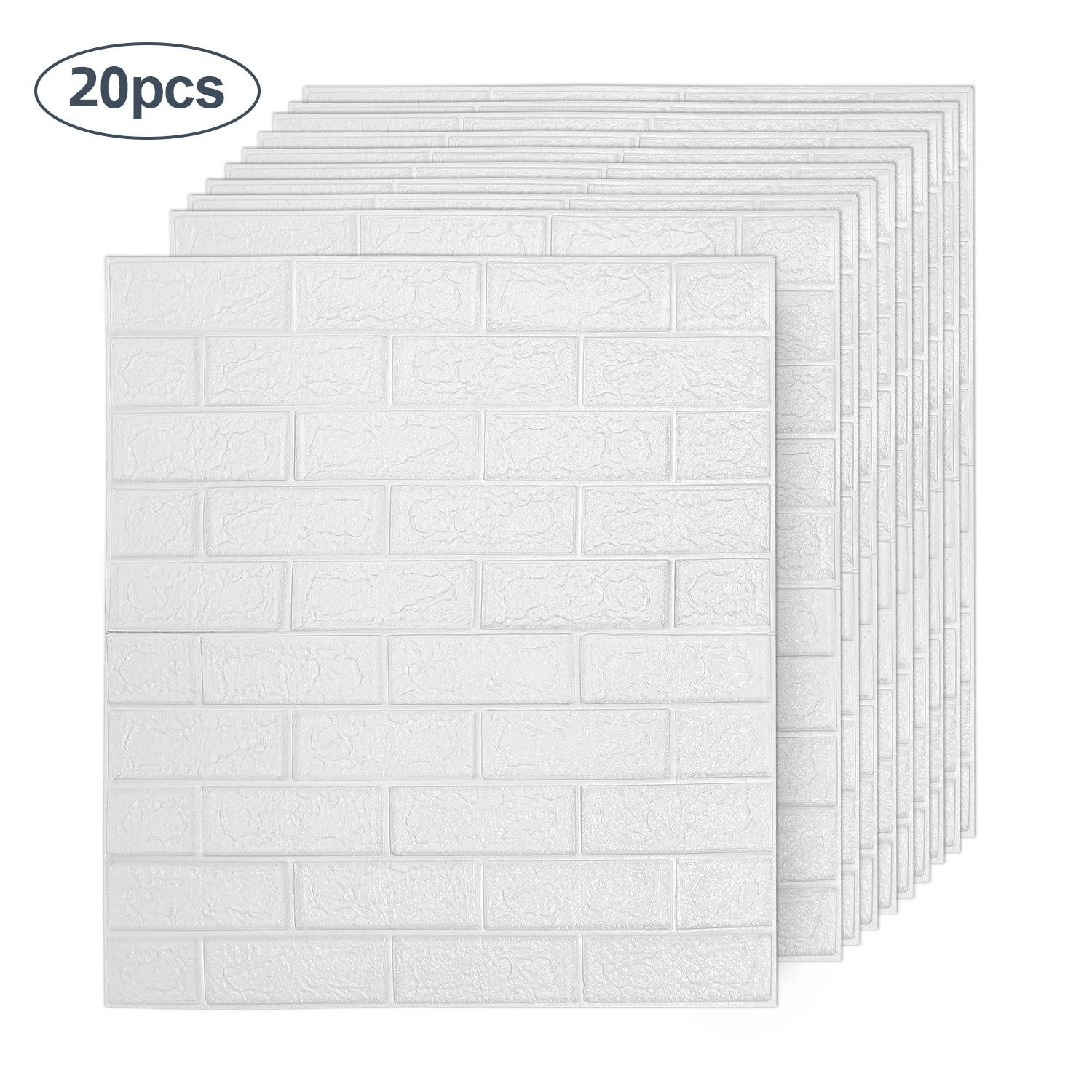 20 Stück 3D Wandsticker selbstklebend Weiß PE Schaumstoff 77x70cm für Wohnzimmer Schlafzimmer Küche Bad