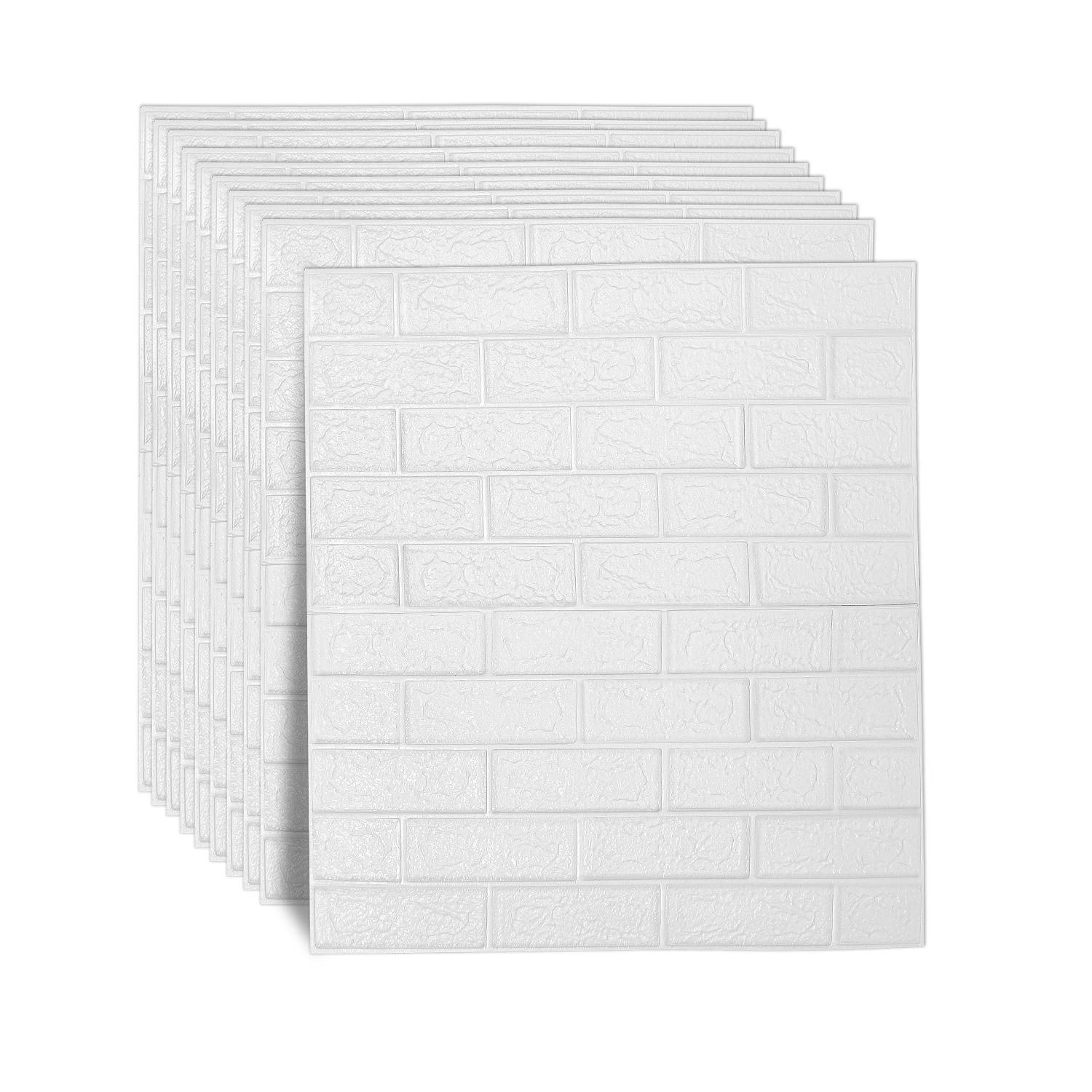 30 Stück 3D Wandpaneele Ziegeloptik selbstklebend PE Schaumstoff Weiß 77x70cm für Küche Bad Wohnzimmer
