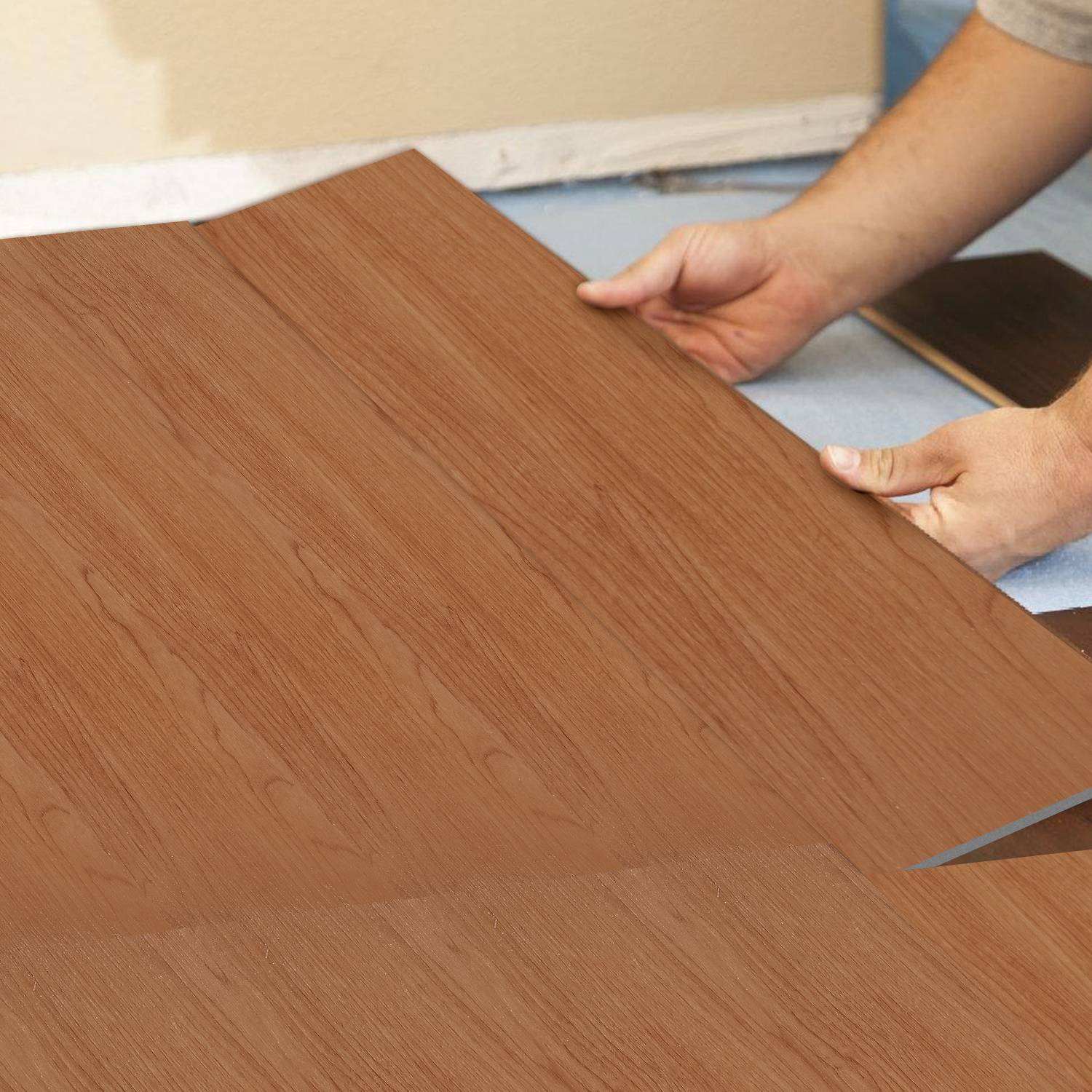 PVC Vinylboden Bodenbelag Selbstklebend 18 Stück 2.51m², Wasserfest Rutschfest Vinyl Dielen für Küche, Wohnzimmer, Balkon (Braun oak)