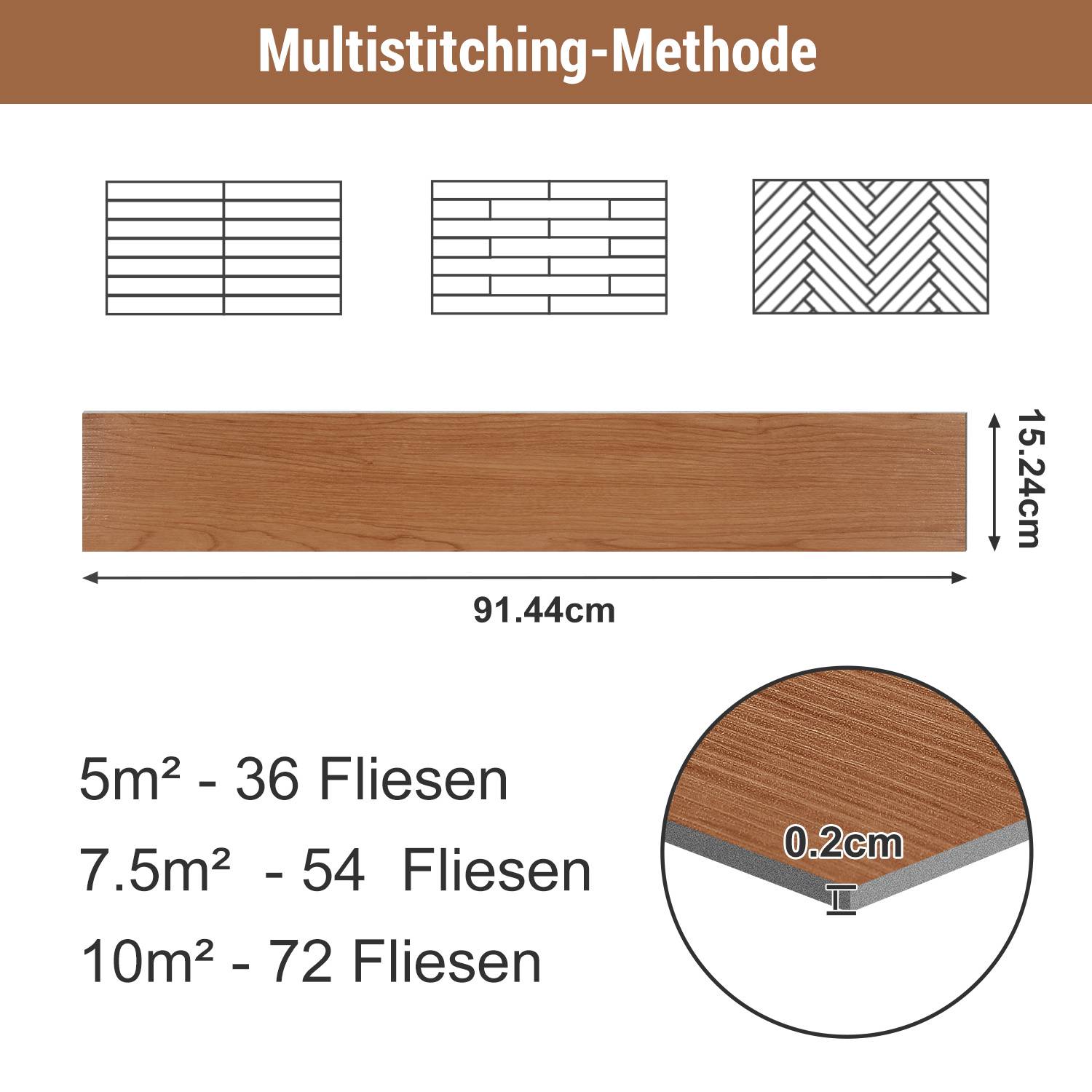 Vinyl Laminat 2,51 m² Selbstklebend Holzbraun 18 Stück Holz Nachbildung Dielen Design Bodenbelag gefühlsecht