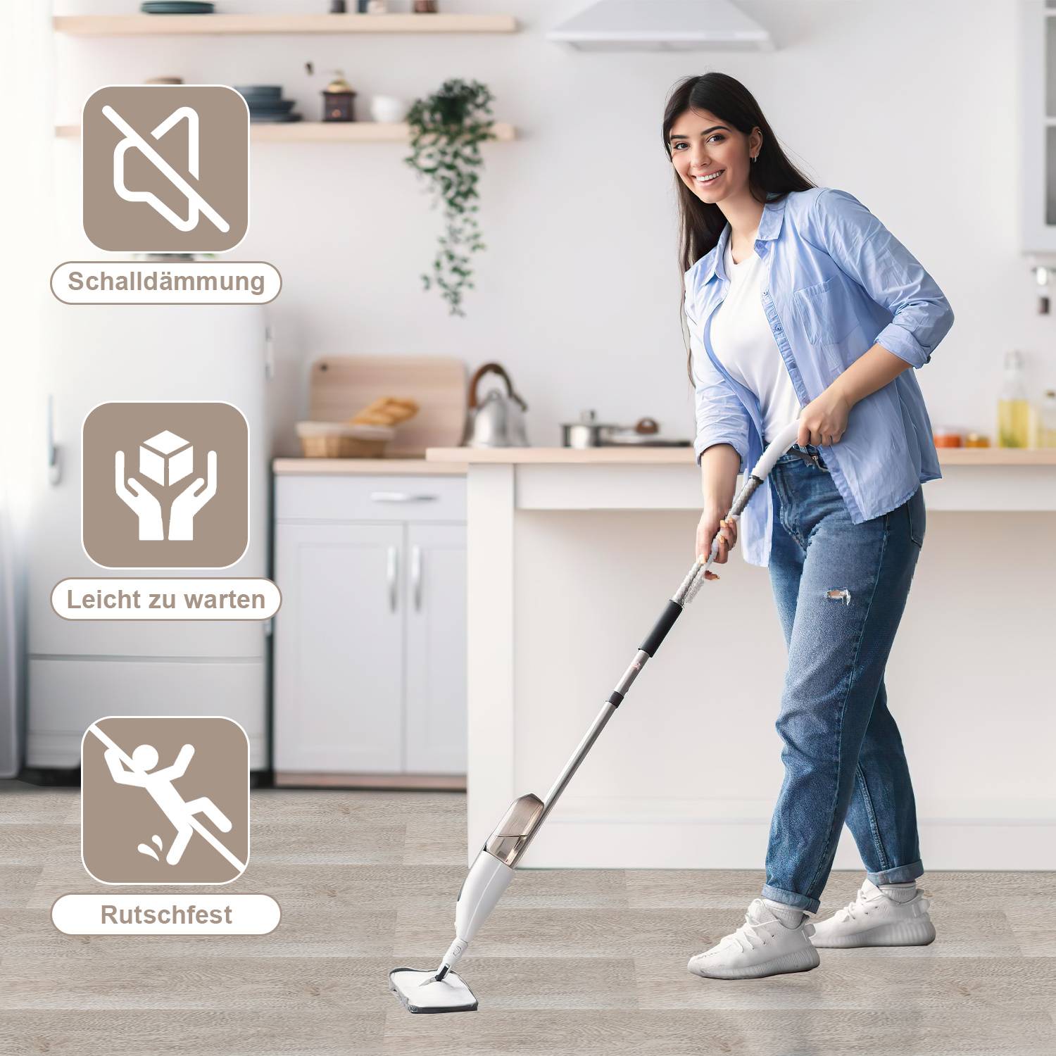 3m² PVC Vinylboden Bodenbelag Vinyl Laminat Selbstklebend Dielen Planke Rutschfest Wasserfest 21 Stück Vinyl-Dielen Holzmaserung Dielen (Hellgrau)