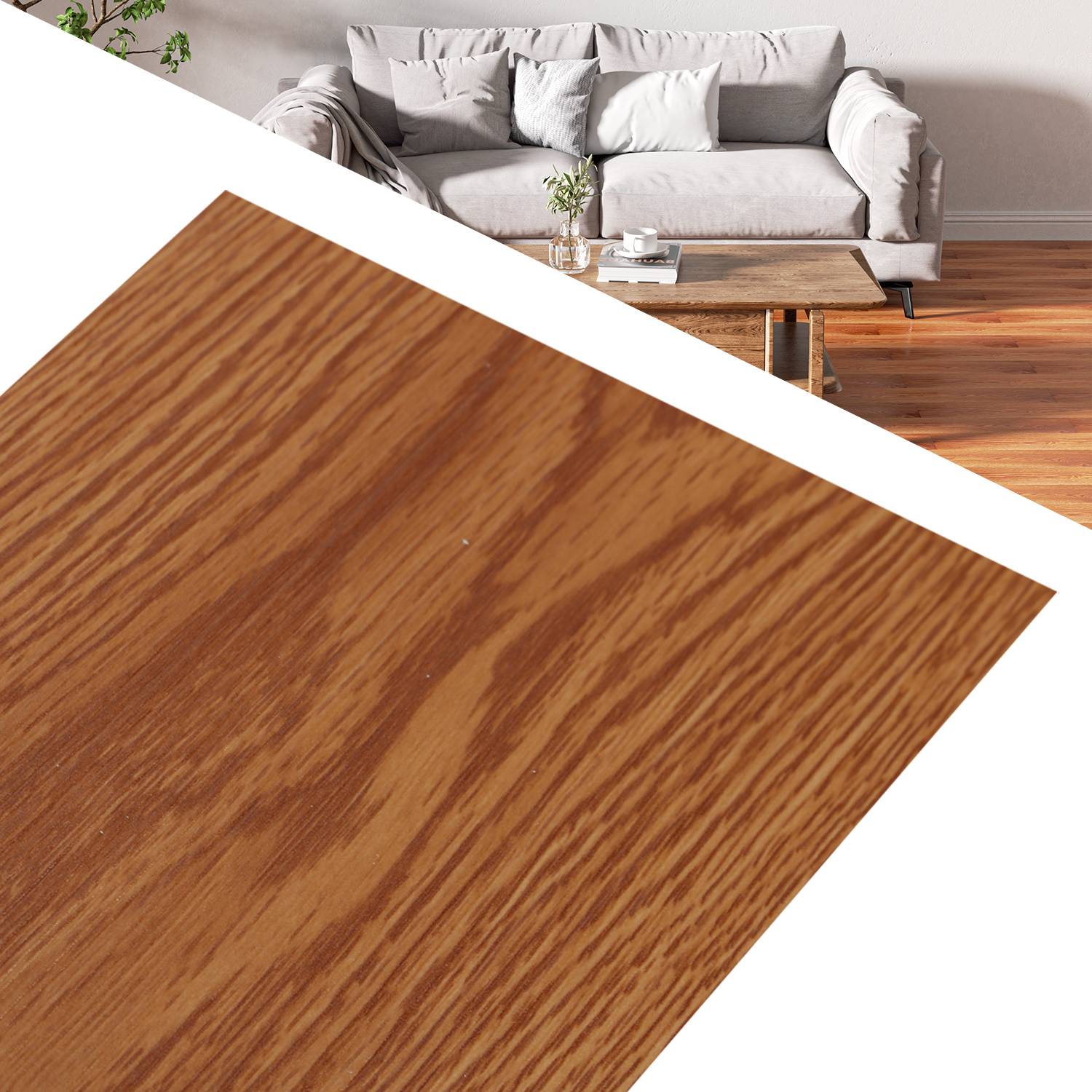 Vinyl Laminat 1 m² Selbstklebend Warme Eiche 7 Stück Holz Nachbildung Dielen Design Bodenbelag gefühlsecht