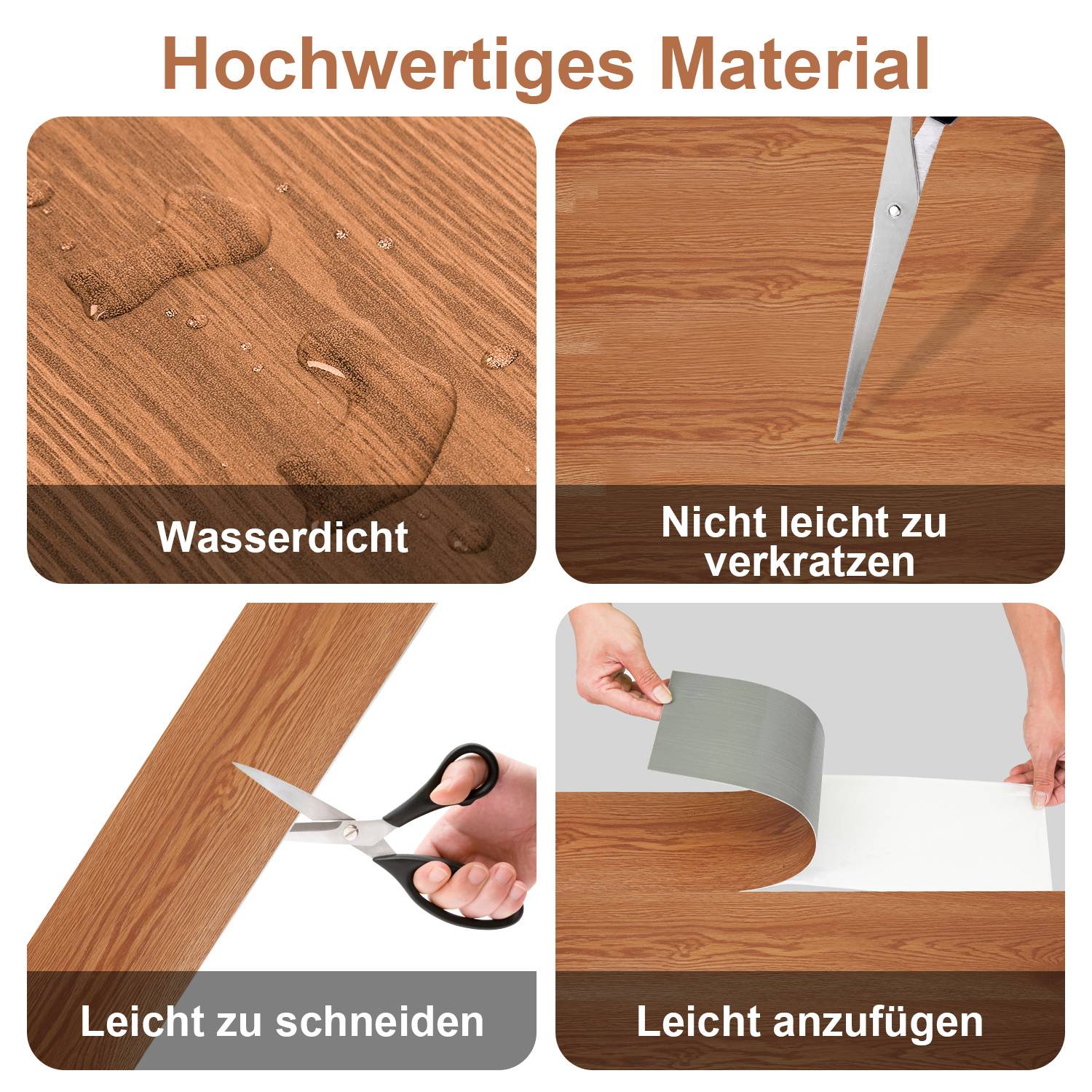 Vinyl Laminat 1 m² Selbstklebend Warme Eiche 7 Stück Holz Nachbildung Dielen Design Bodenbelag gefühlsecht