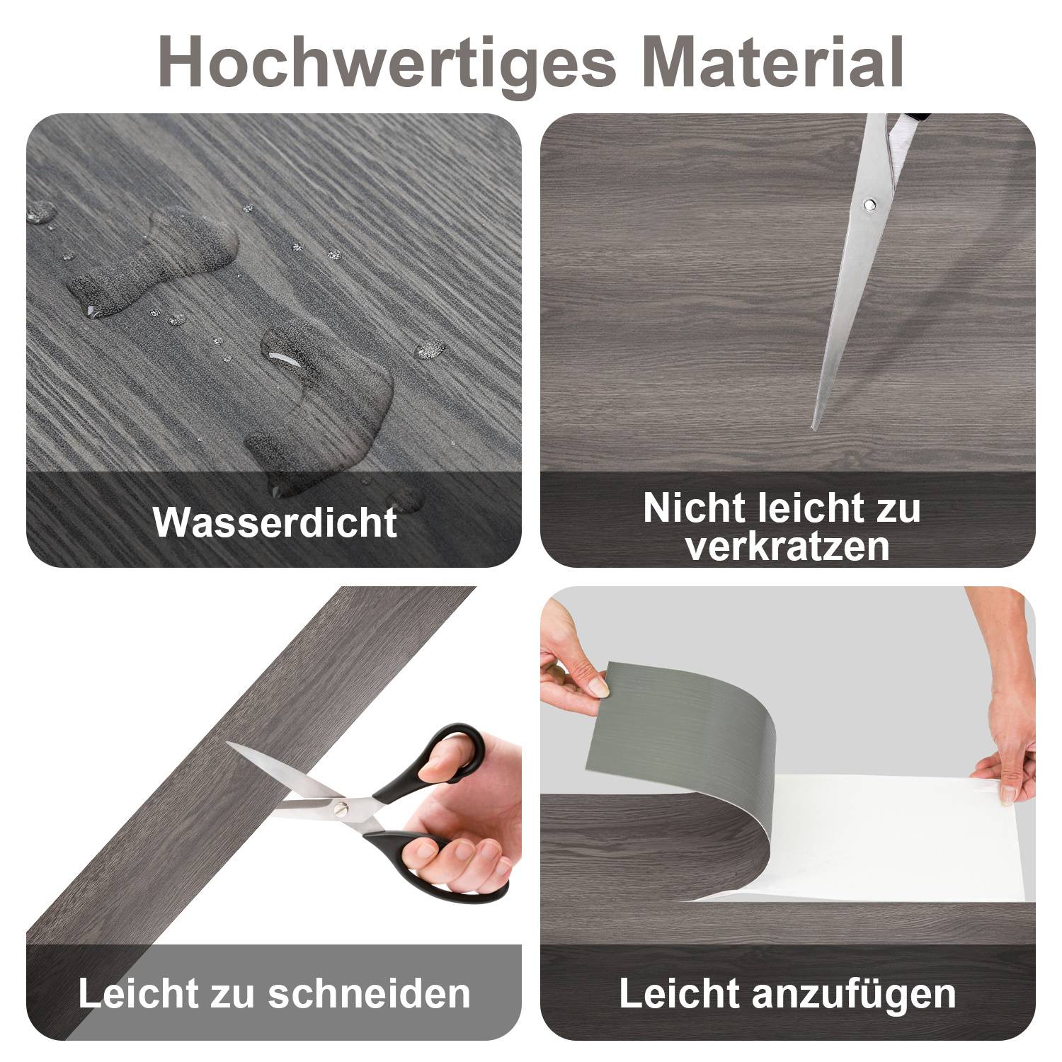 2 m² PVC Vinylboden Bodenbelag Vinyl Laminat Selbstklebend Dielen Planke Rutschfest Wasserfest 14 Stück Vinyl-Dielen Holzmaserung Dielen (Dunkelgrau