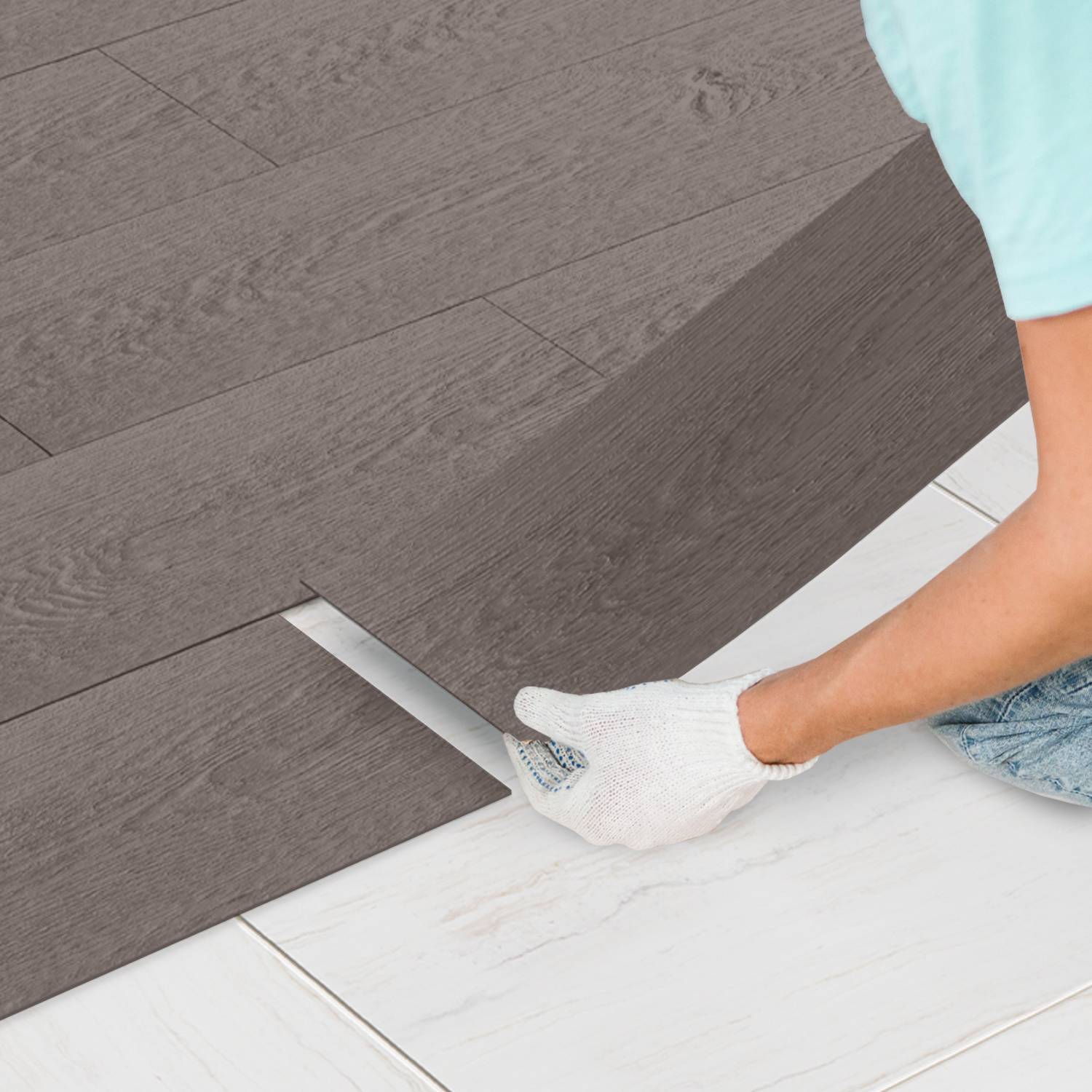 1m² PVC Vinylboden Bodenbelag Vinyl Laminat Selbstklebend Dielen Planke Rutschfest Wasserfest 7 Stück Vinyl-Dielen Holzmaserung Dielen (Dunkelgrau)